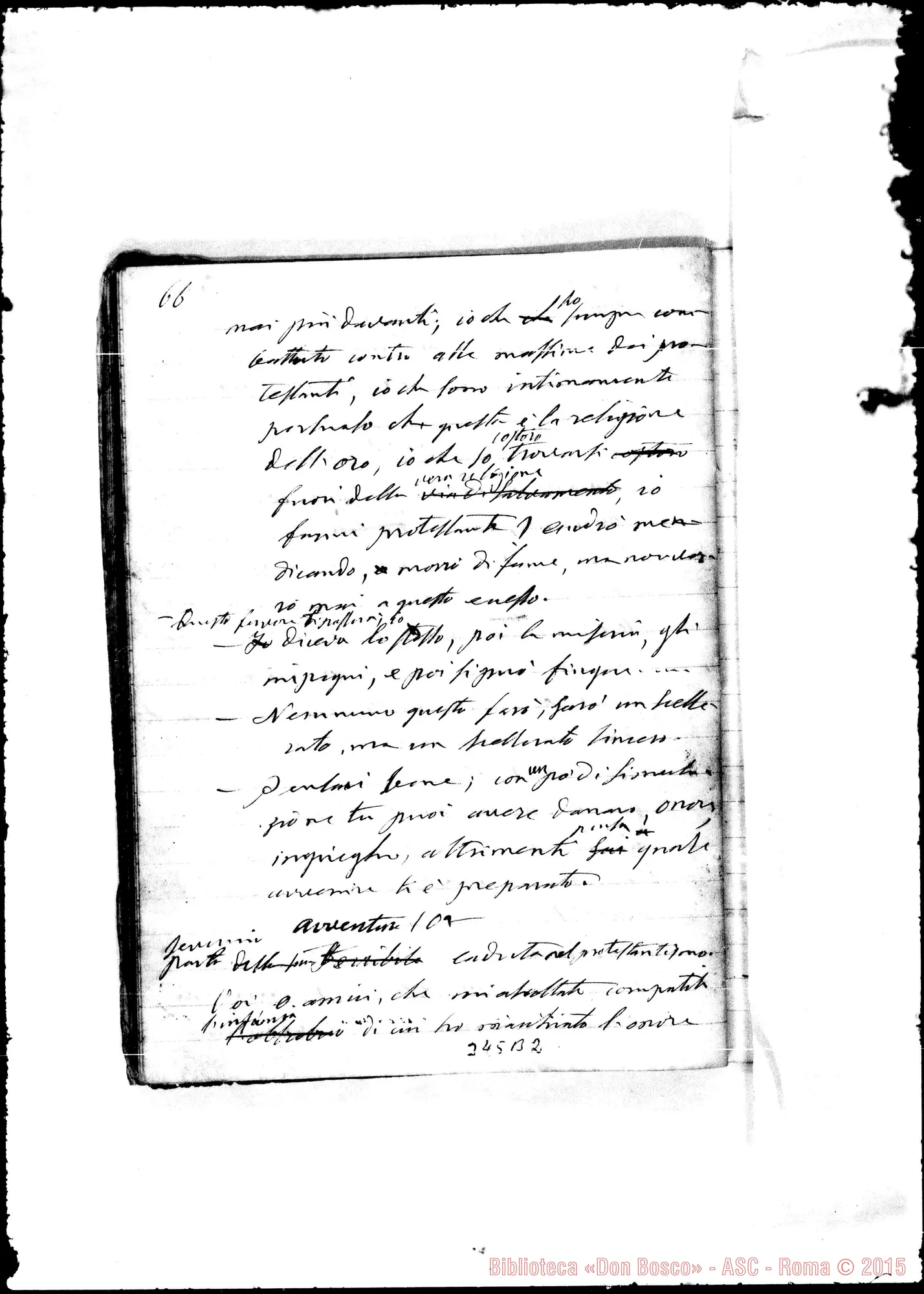 Fotogramma B 2 — «Severino, ossia, avventure di un alpigiano…» Ms. autogr. Bosco