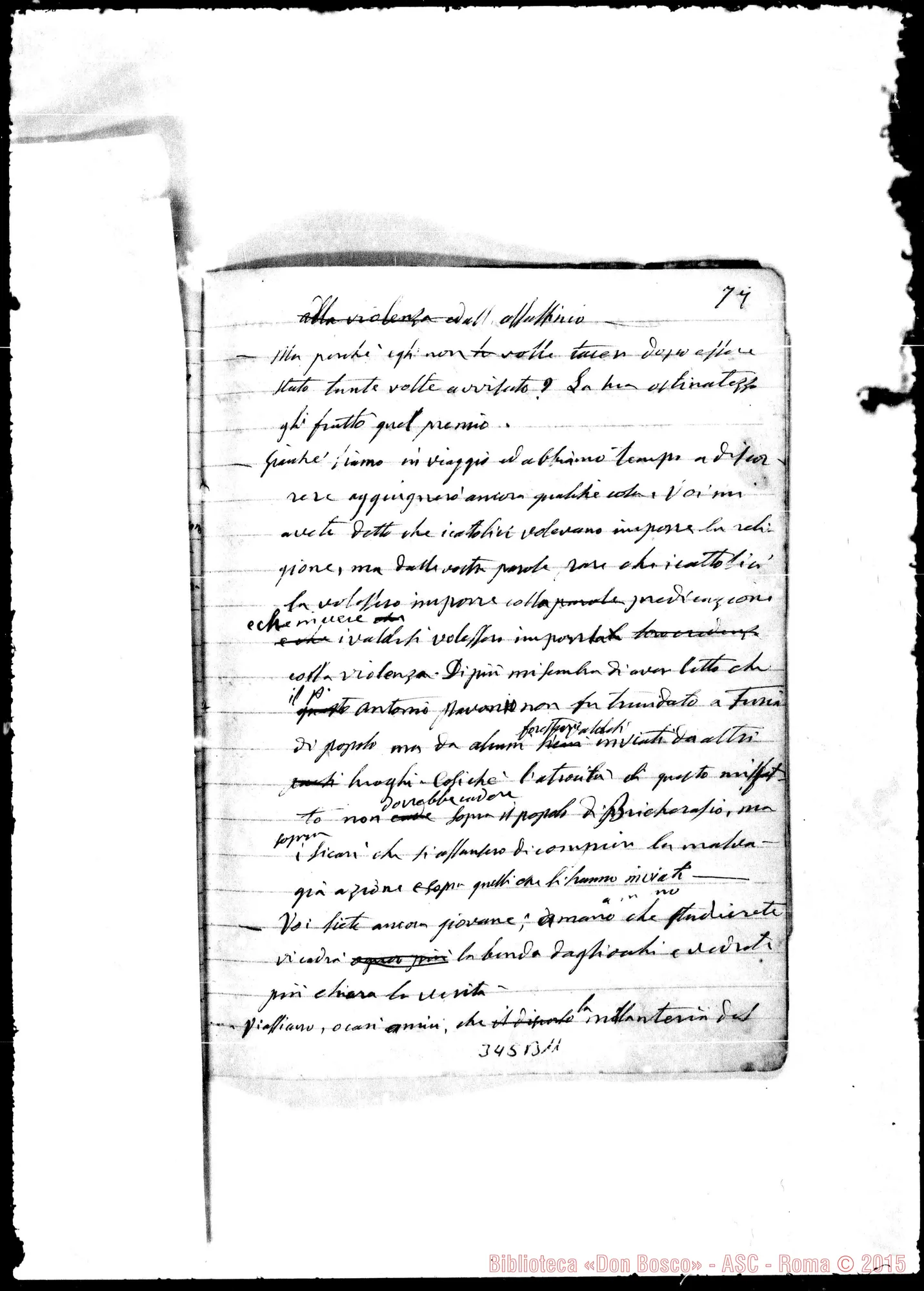 Fotogramma B 11 — «Severino, ossia, avventure di un alpigiano…» Ms. autogr. Bosco