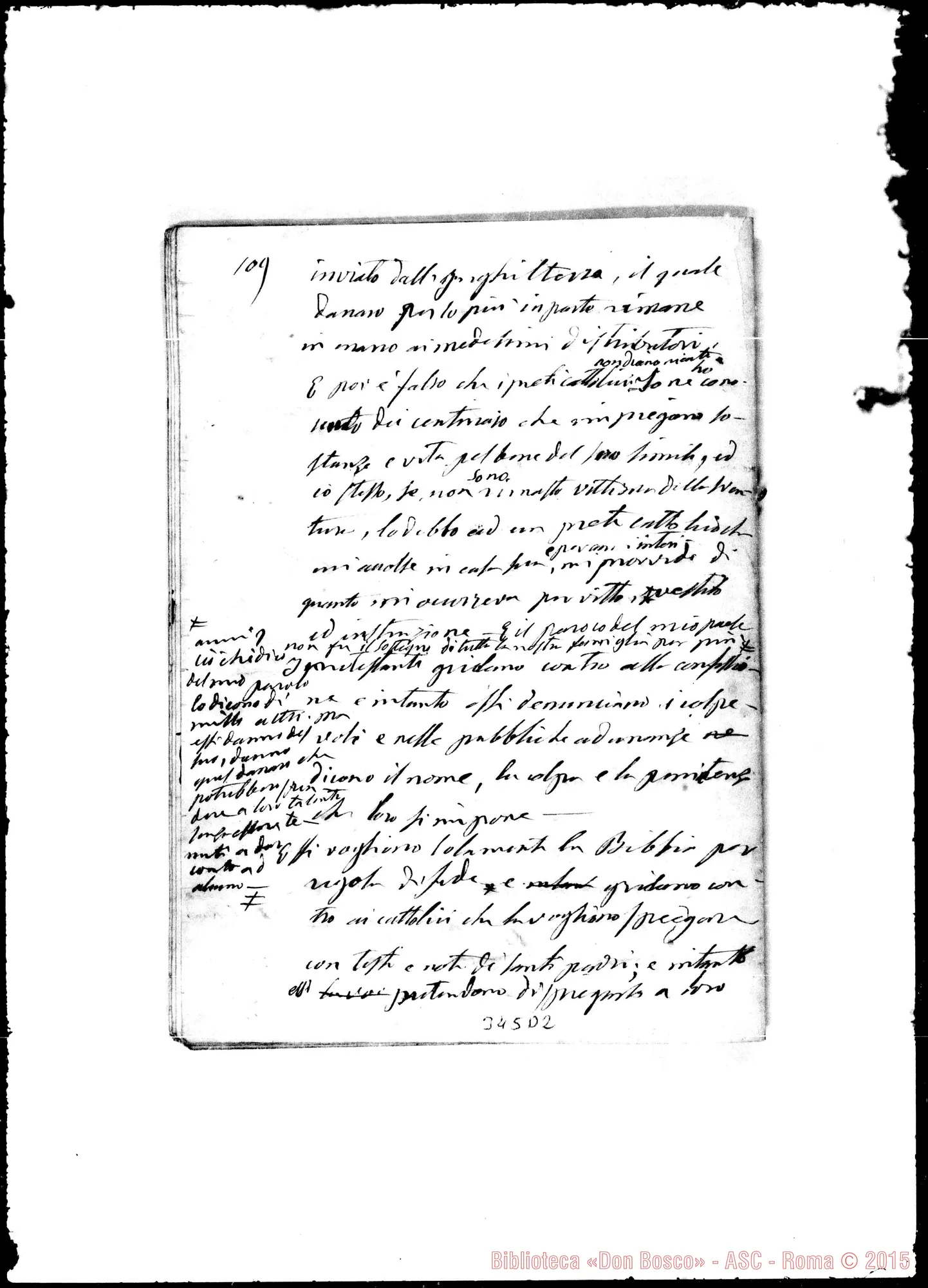 Fotogramma D 2 — «Severino, ossia, avventure di un alpigiano…» Ms. autogr. Bosco