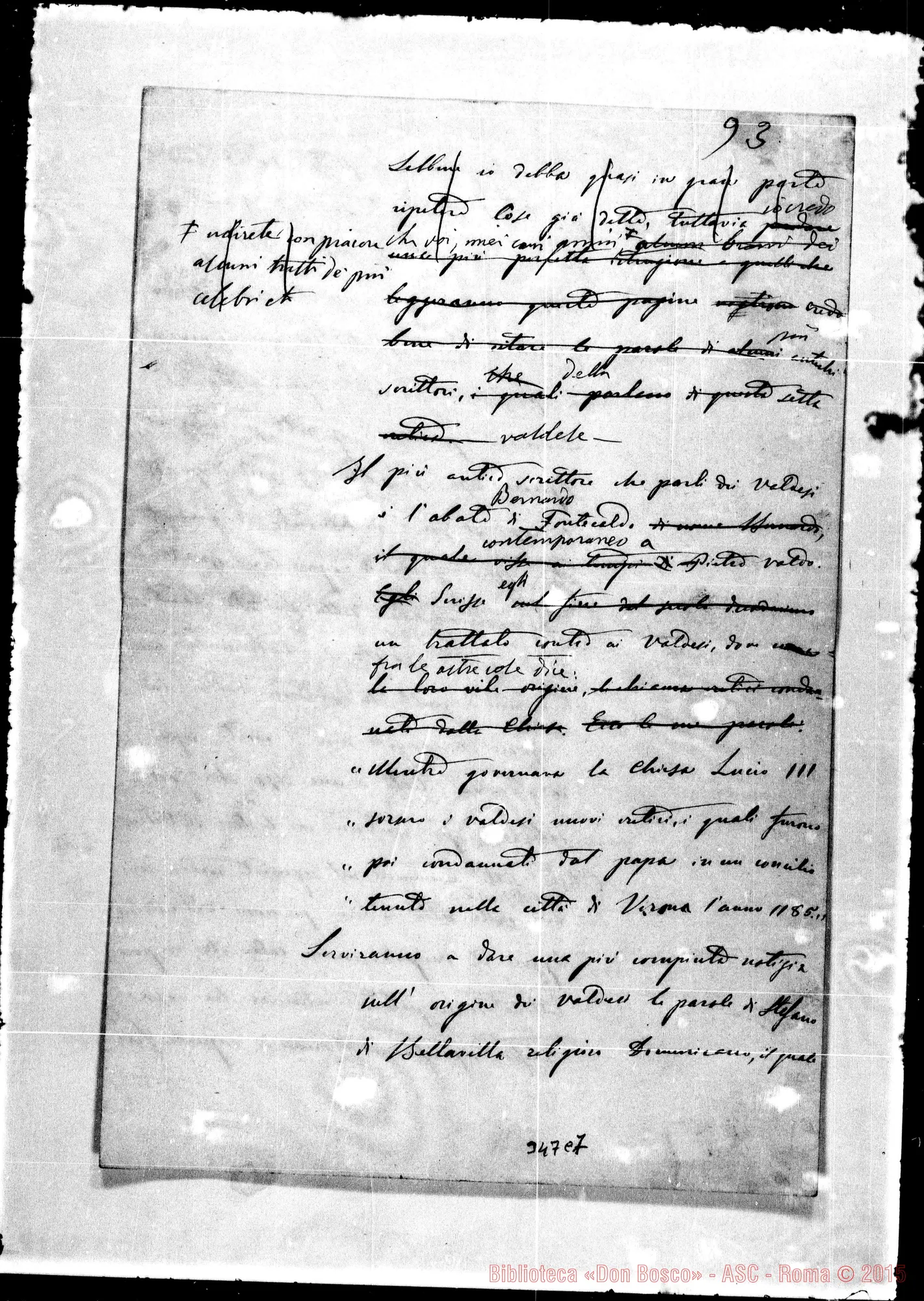 Fotogramma C 7 — Valle di Luserna-Origine dei Valdesi. Ms. con correz. Bosco