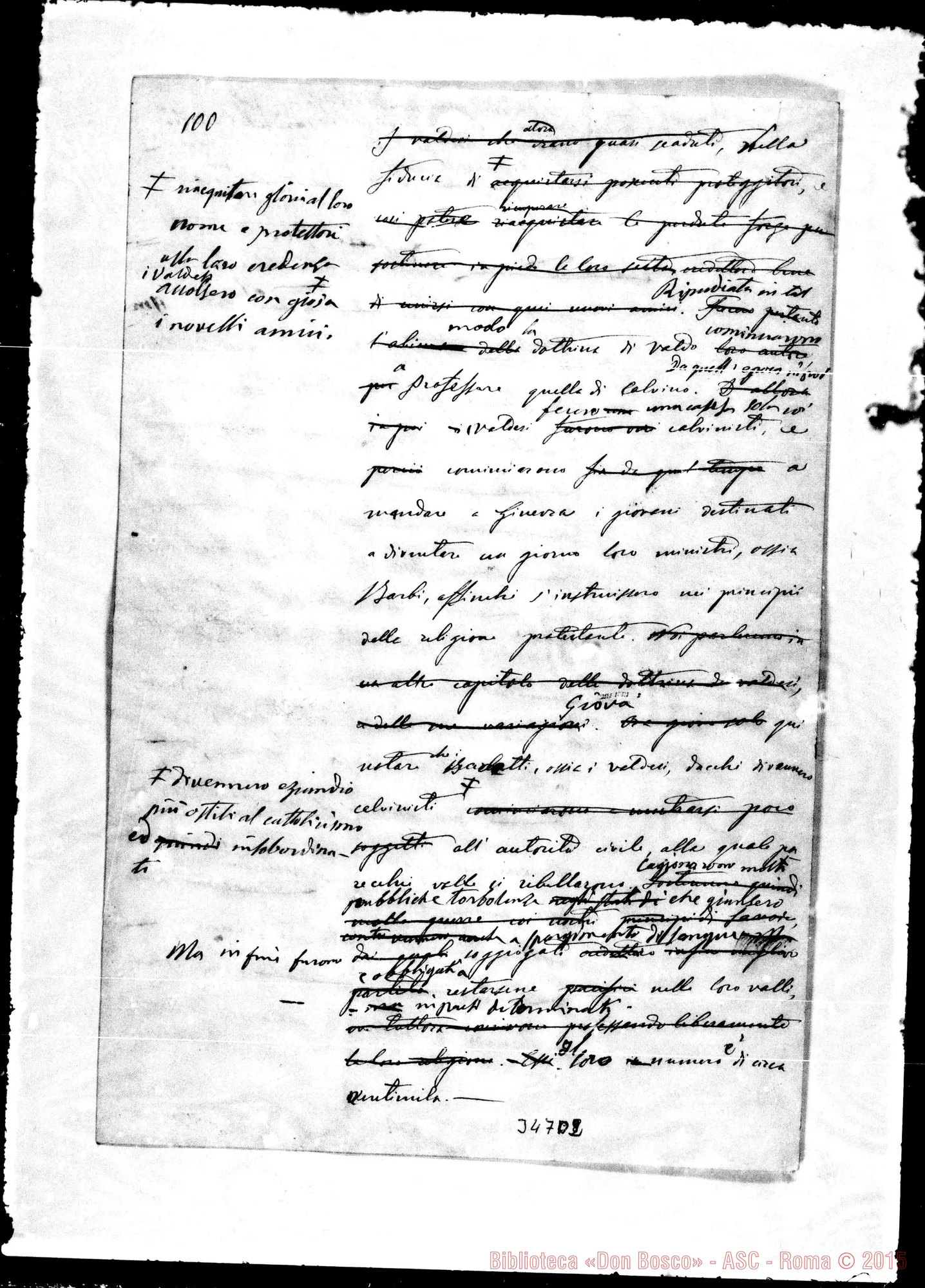 Fotogramma D 2 — Valle di Luserna-Origine dei Valdesi. Ms. con correz. Bosco