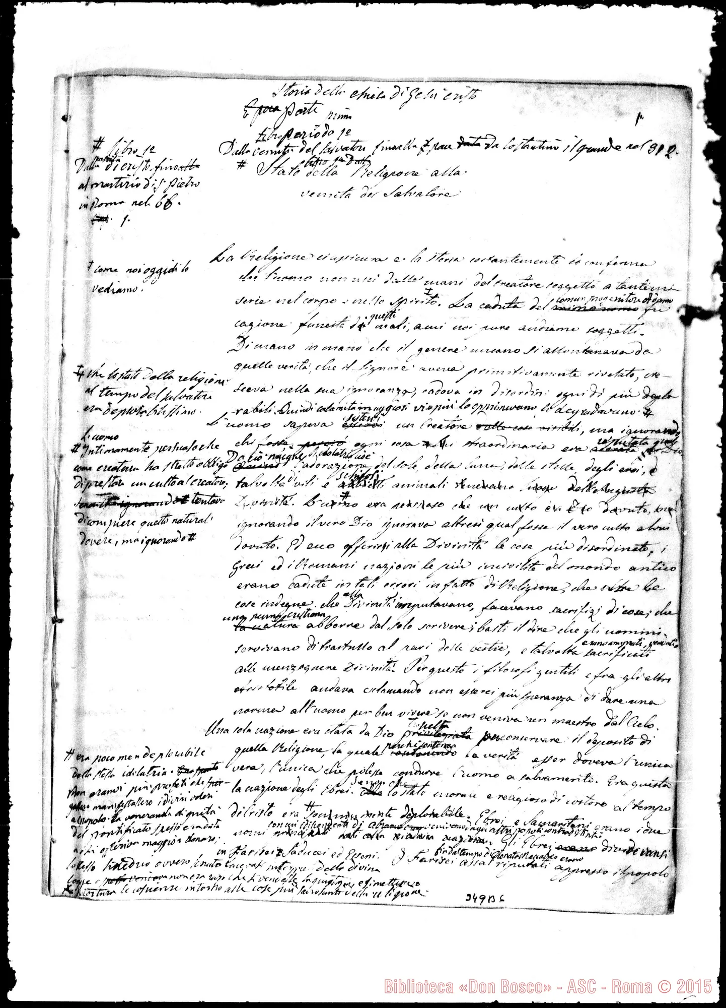 Fotogramma B 6 — Storia Ecclesiastica: «Storia della Chiesa di G.C.» Ms. autogr. Bosco