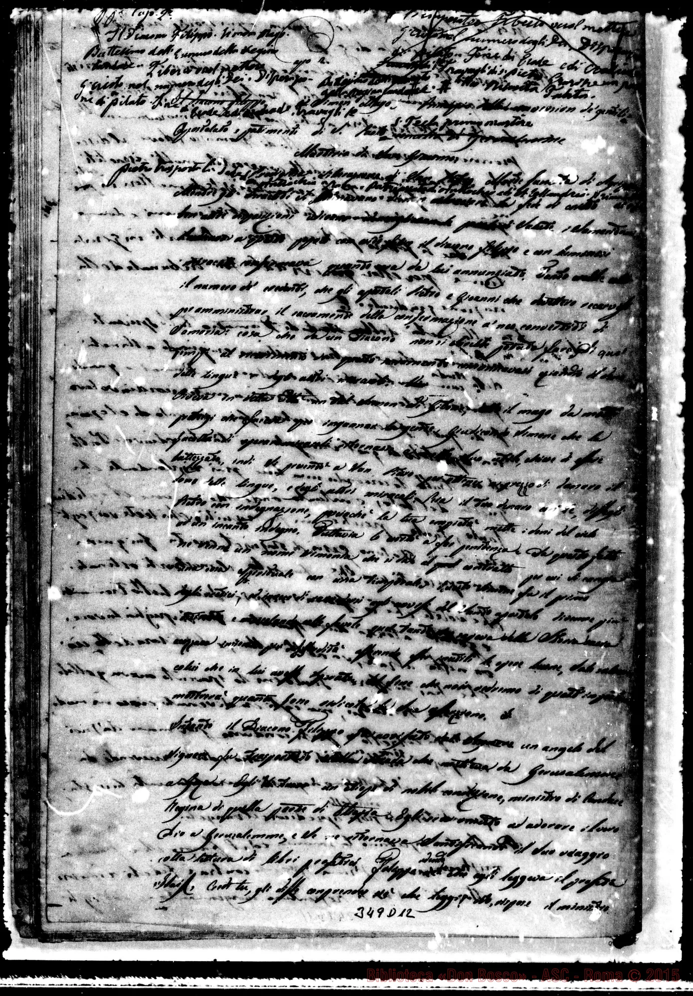 Fotogramma D 12 — Storia Ecclesiastica: Abbozzi: «A questi tempi…» Ms. autogr. Bosco