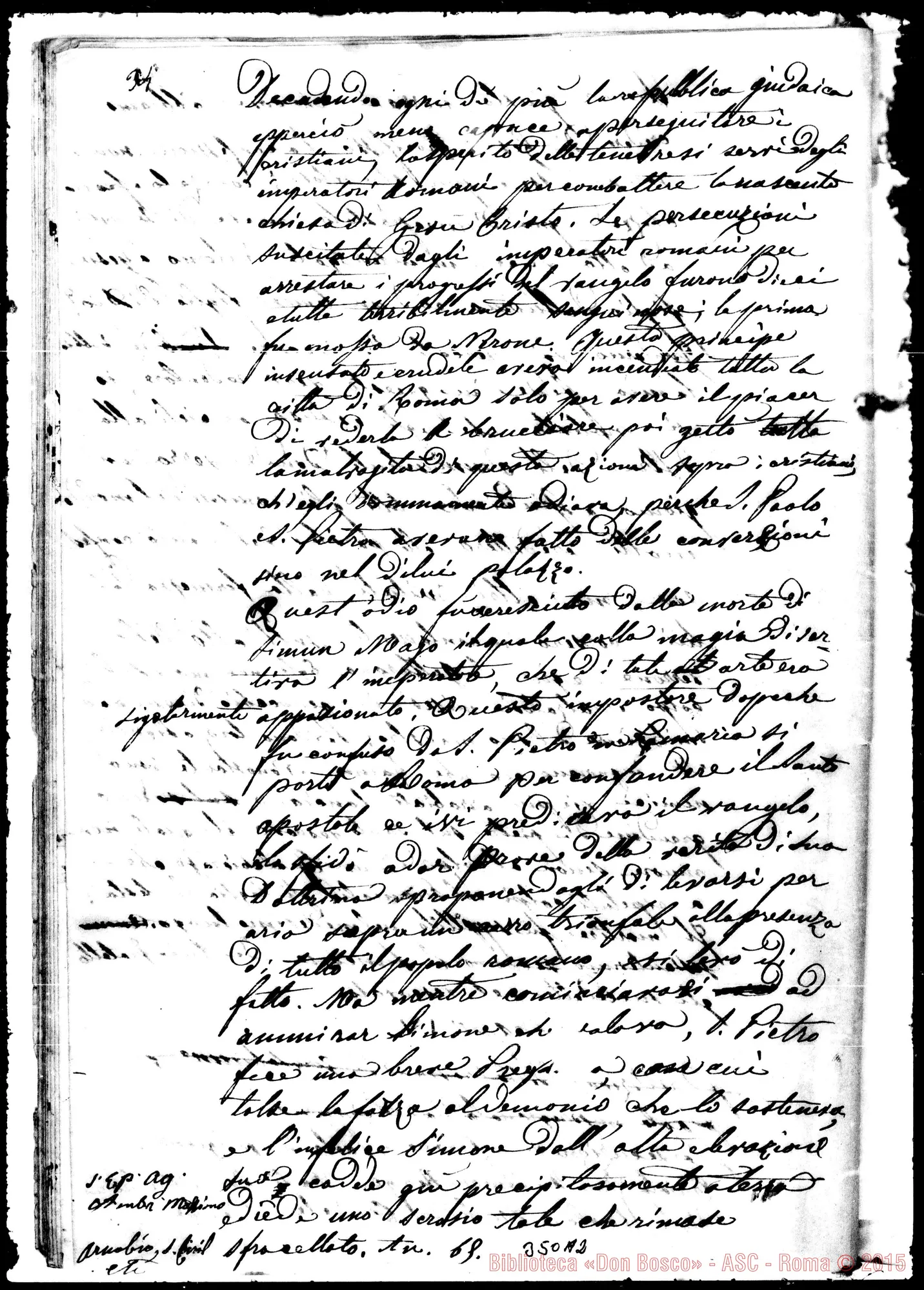Fotogramma A 2 — Storia Ecclesiastica: Abbozzi: «A questi tempi…» Ms. autogr. Bosco
