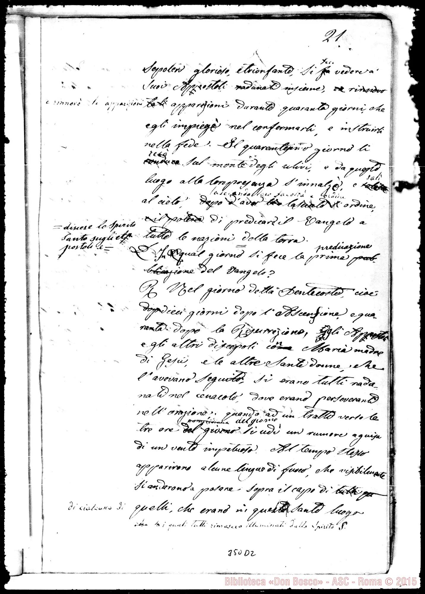 Fotogramma D 2 — Storia Ecclesiastica divisa in sei epoche. 5 fase. ms. con correz. autogr. Bosco