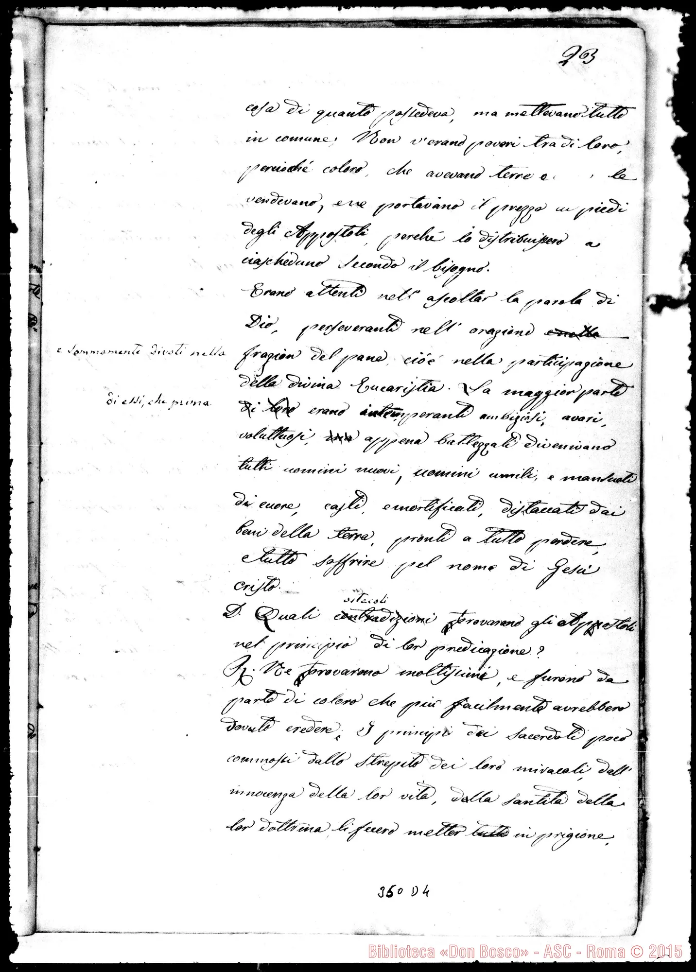 Fotogramma D 4 — Storia Ecclesiastica divisa in sei epoche. 5 fase. ms. con correz. autogr. Bosco