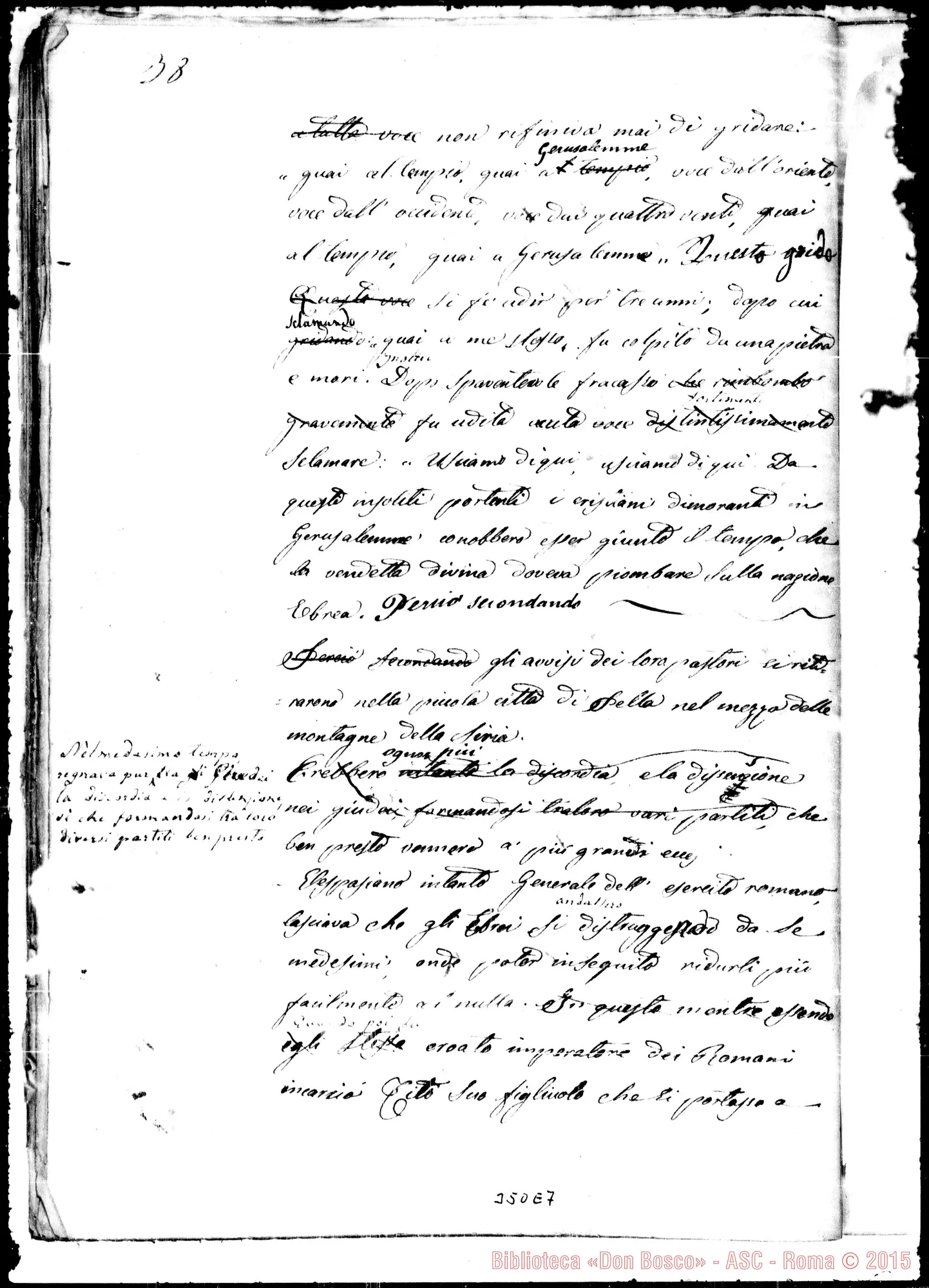 Fotogramma E 7 — Storia Ecclesiastica divisa in sei epoche. 5 fase. ms. con correz. autogr. Bosco
