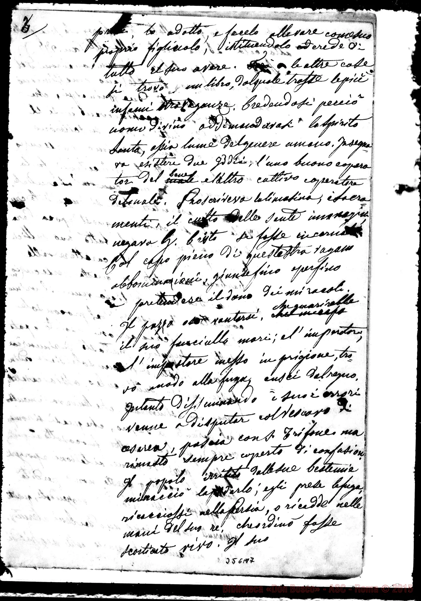 Fotogramma A 7 — Storia Ecclesiastica divisa in sei epoche. 5 fase. ms. con correz. autogr. Bosco