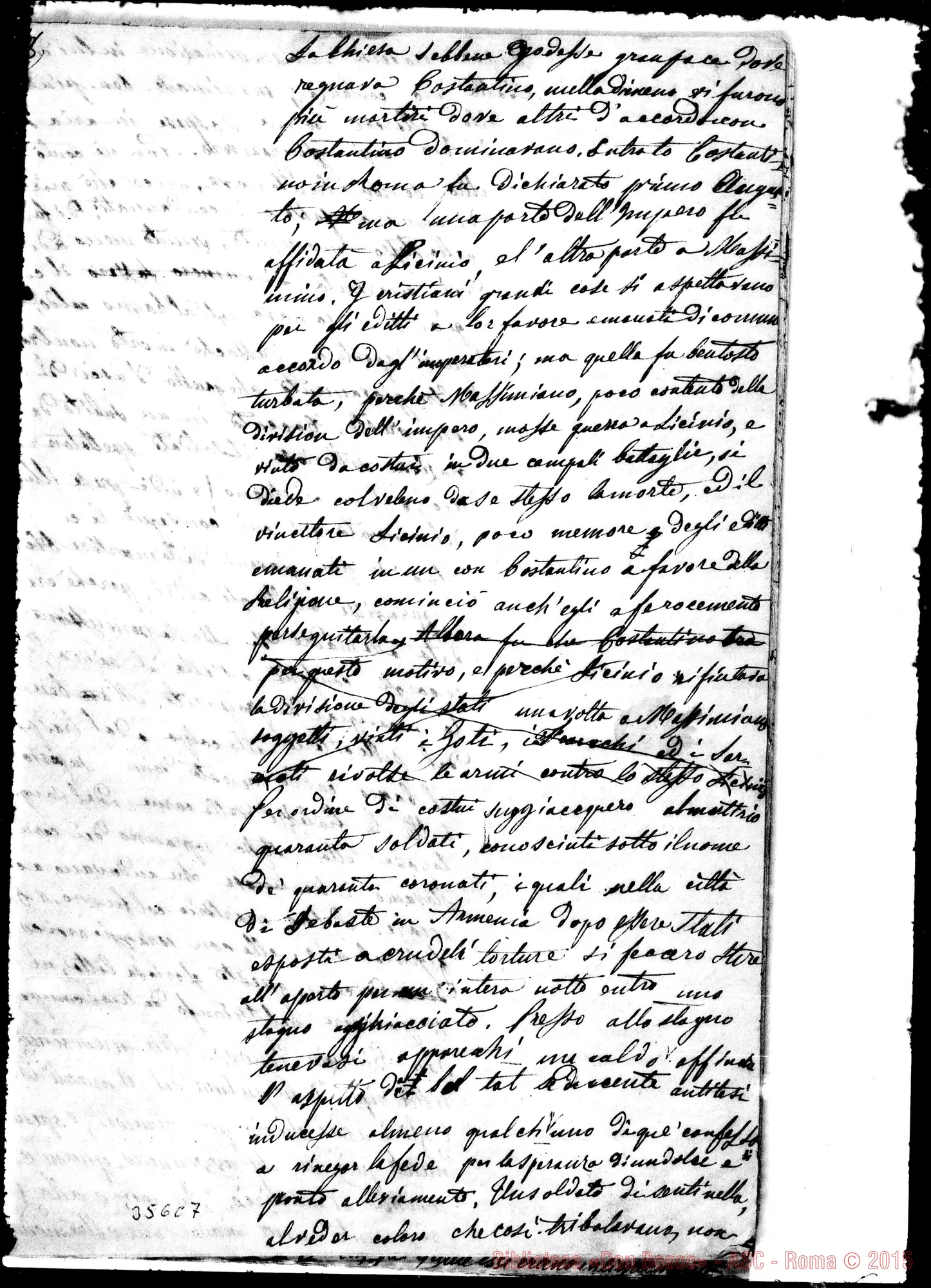 Fotogramma C 7 — Storia Ecclesiastica divisa in sei epoche. 5 fase. ms. con correz. autogr. Bosco