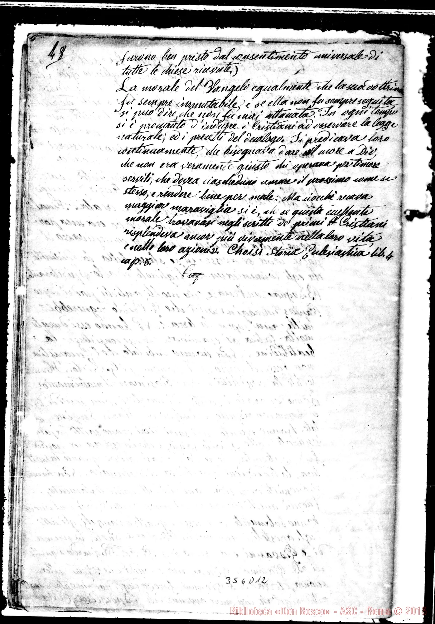 Fotogramma D 12 — Storia Ecclesiastica divisa in sei epoche. 5 fase. ms. con correz. autogr. Bosco
