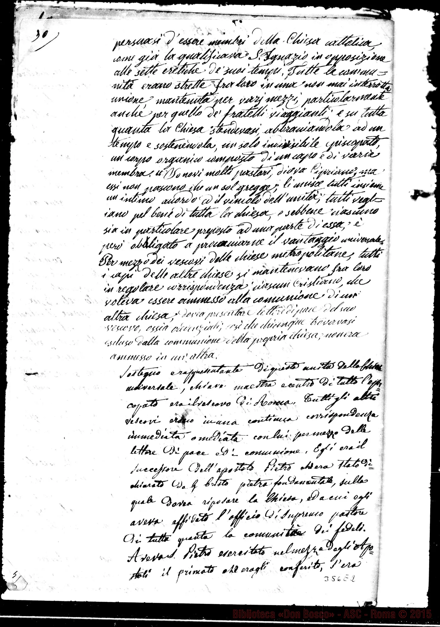 Fotogramma E 2 — Storia Ecclesiastica divisa in sei epoche. 5 fase. ms. con correz. autogr. Bosco