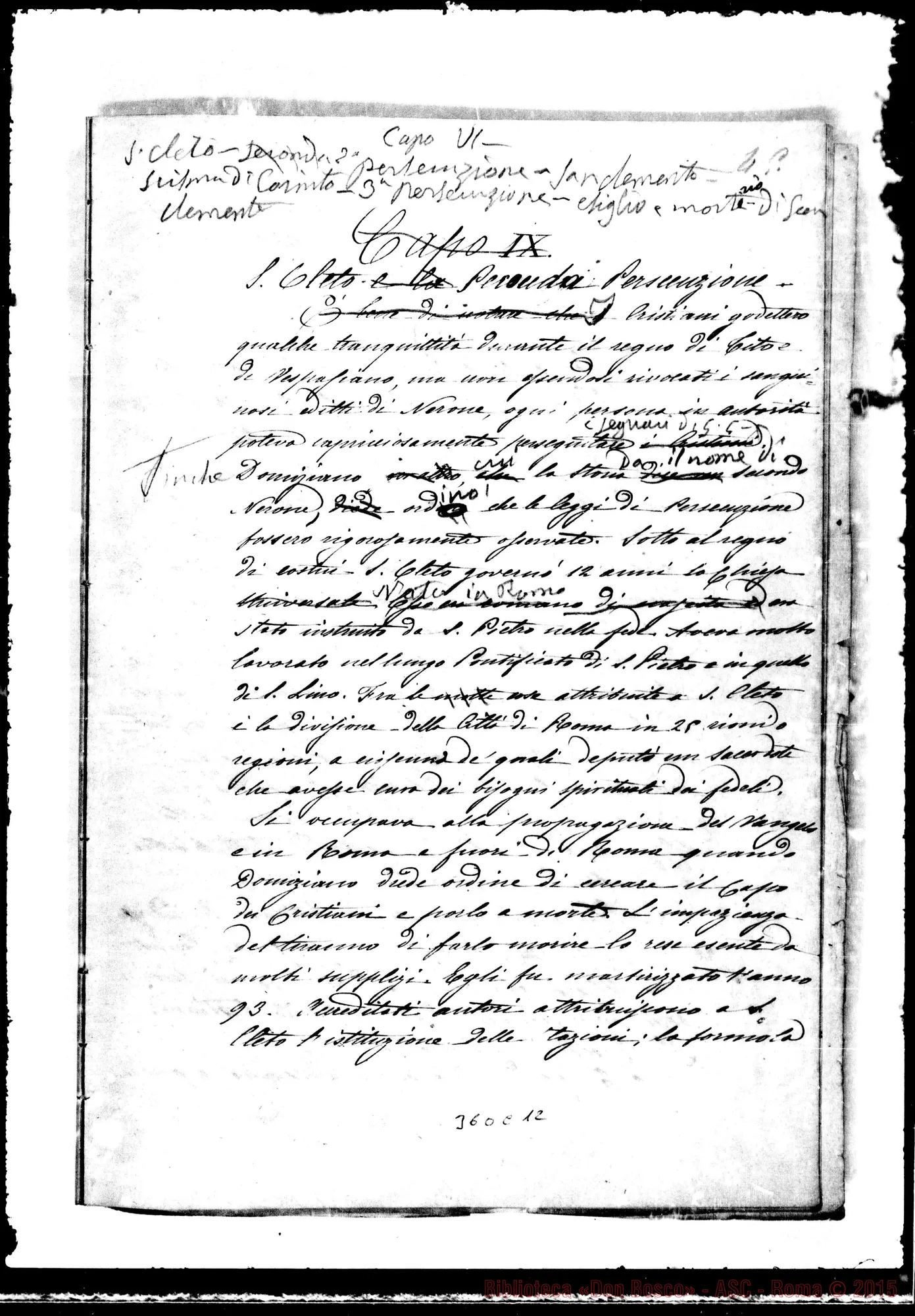 Fotogramma C 12 — Due supplementi ms. ma riveduti da D. Bosco
