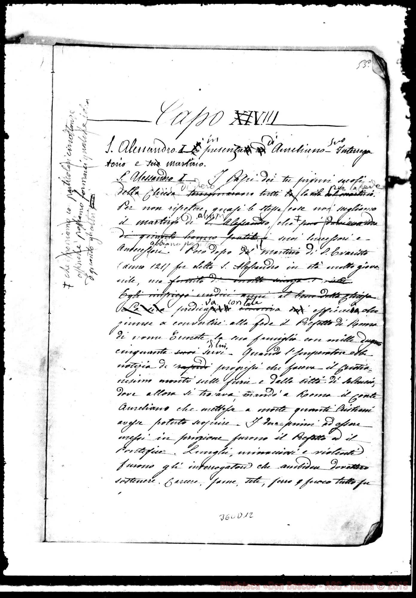 Fotogramma D 12 — Da Papa Alessandro I… Ms. con annotazioni Bosco