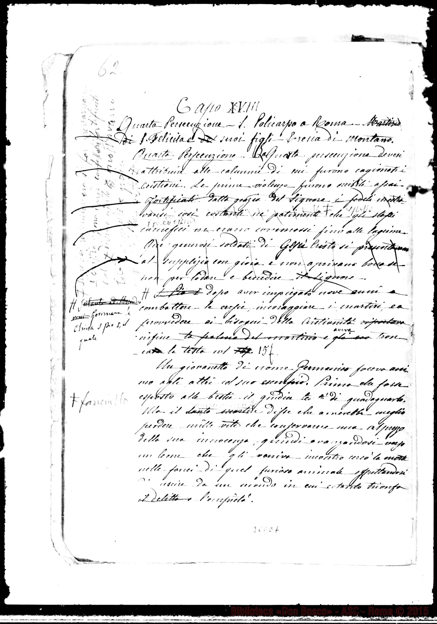 Fotogramma E 7 — Da Papa Alessandro I… Ms. con annotazioni Bosco