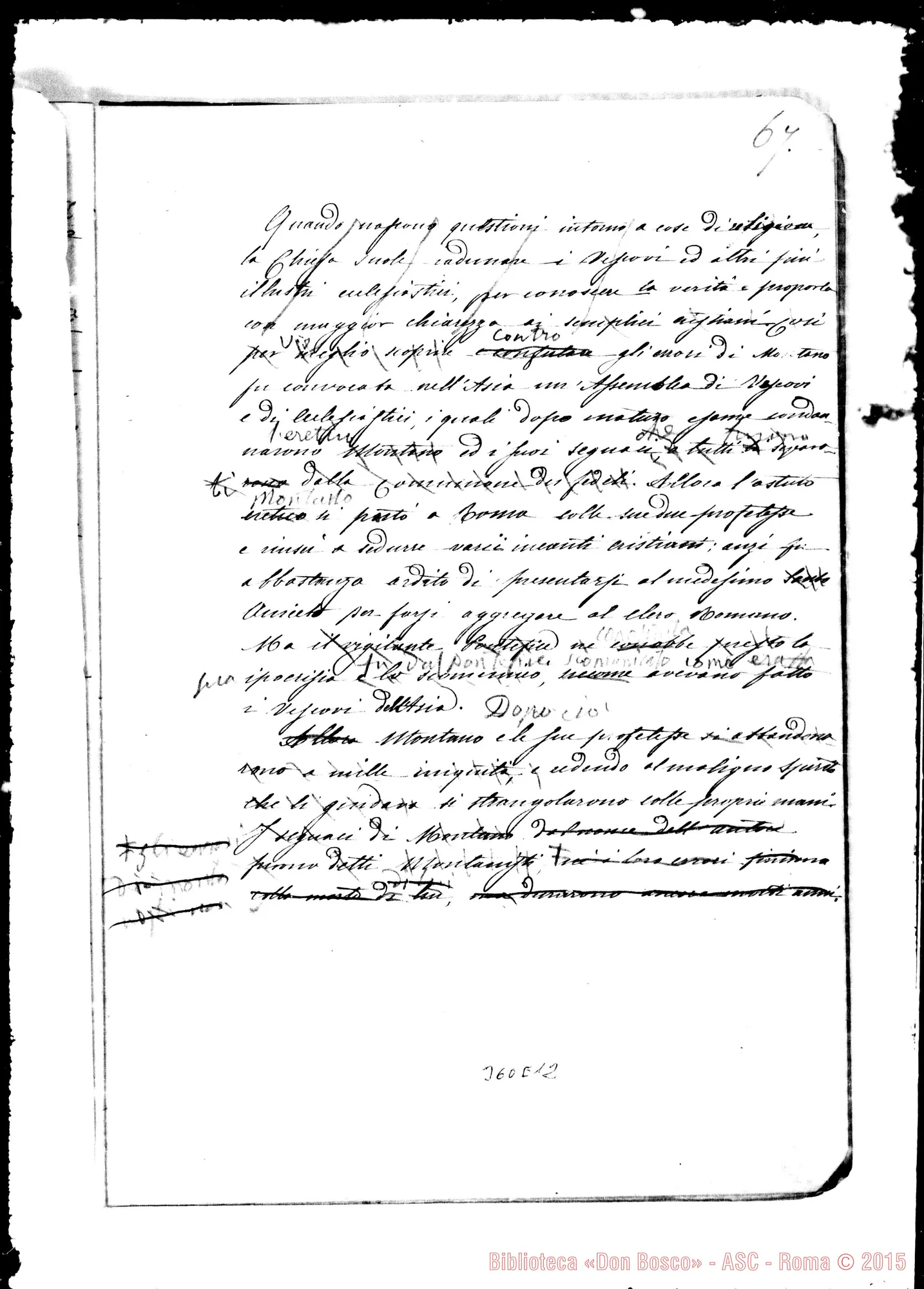 Fotogramma E 12 — Da Papa Alessandro I… Ms. con annotazioni Bosco