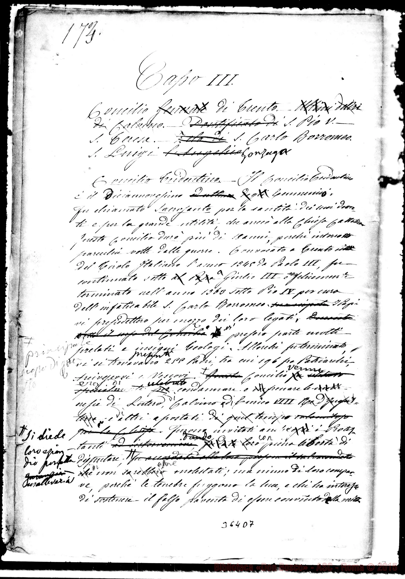 Fotogramma D 7 — Capo III: Santo Tommaso d’Aquino. Ms. con correz. autogr. Bosco
