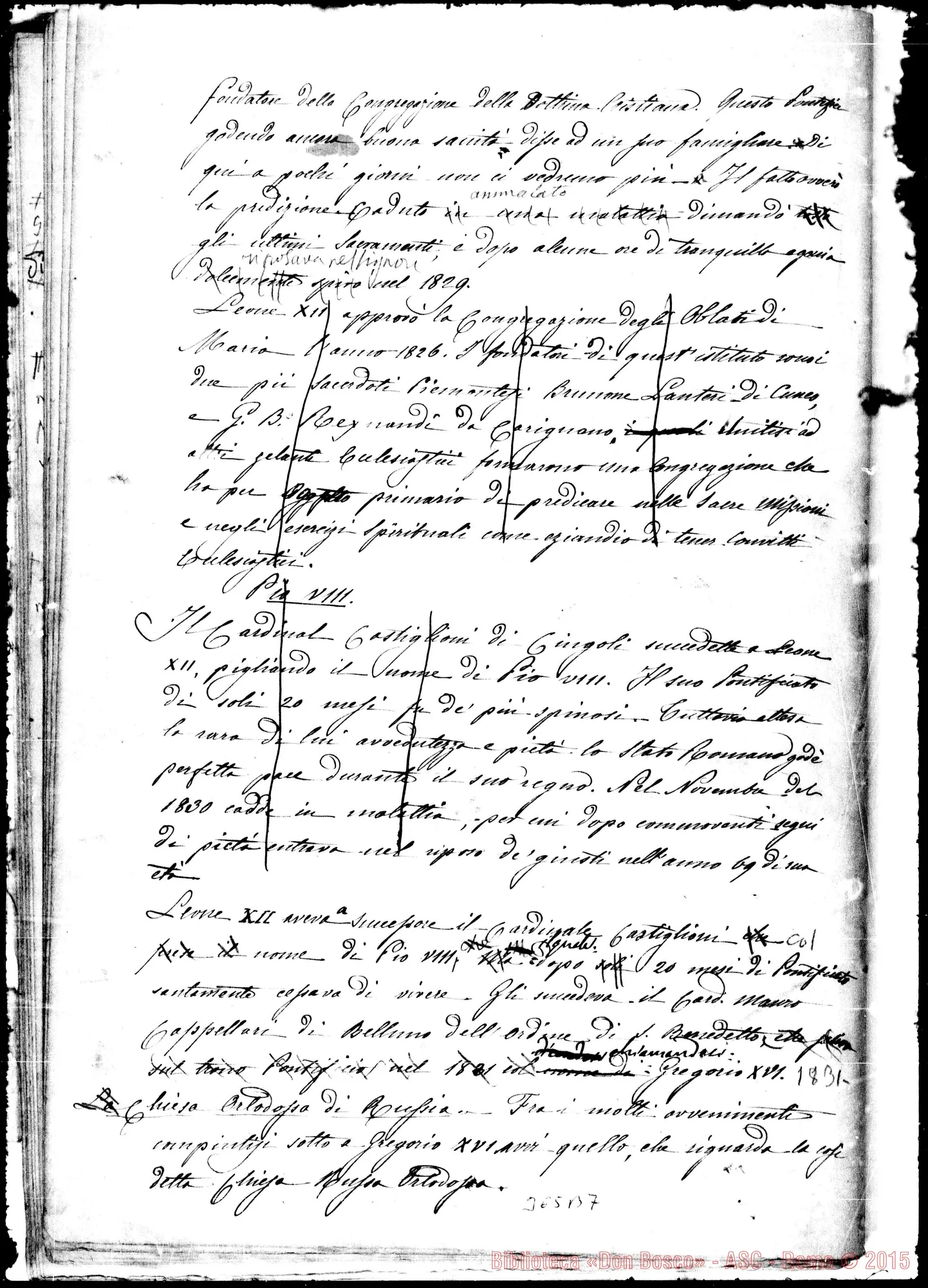 Fotogramma B 7 — Capo III: Santo Tommaso d’Aquino. Ms. con correz. autogr. Bosco