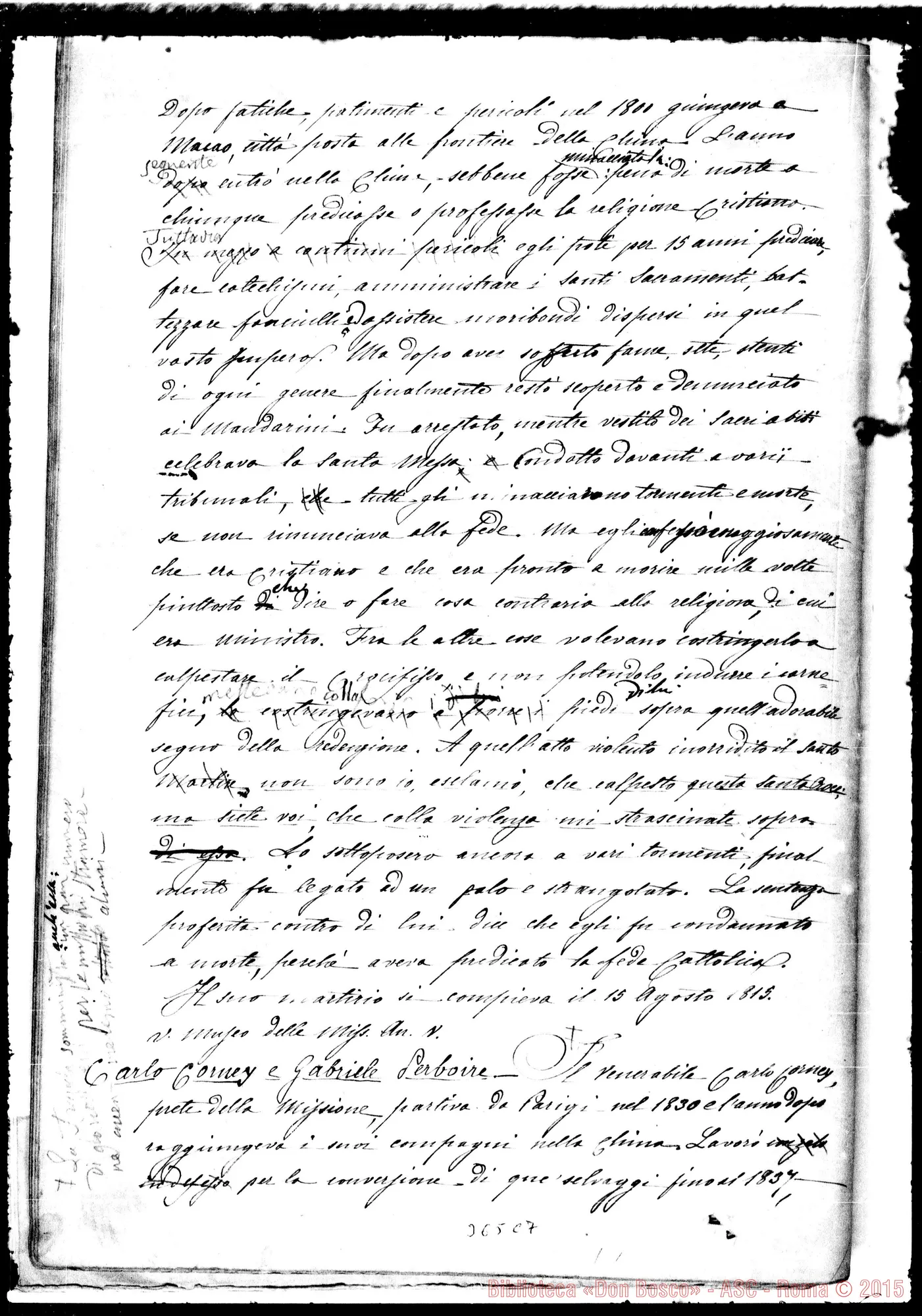 Fotogramma C 7 — Capo III: Santo Tommaso d’Aquino. Ms. con correz. autogr. Bosco
