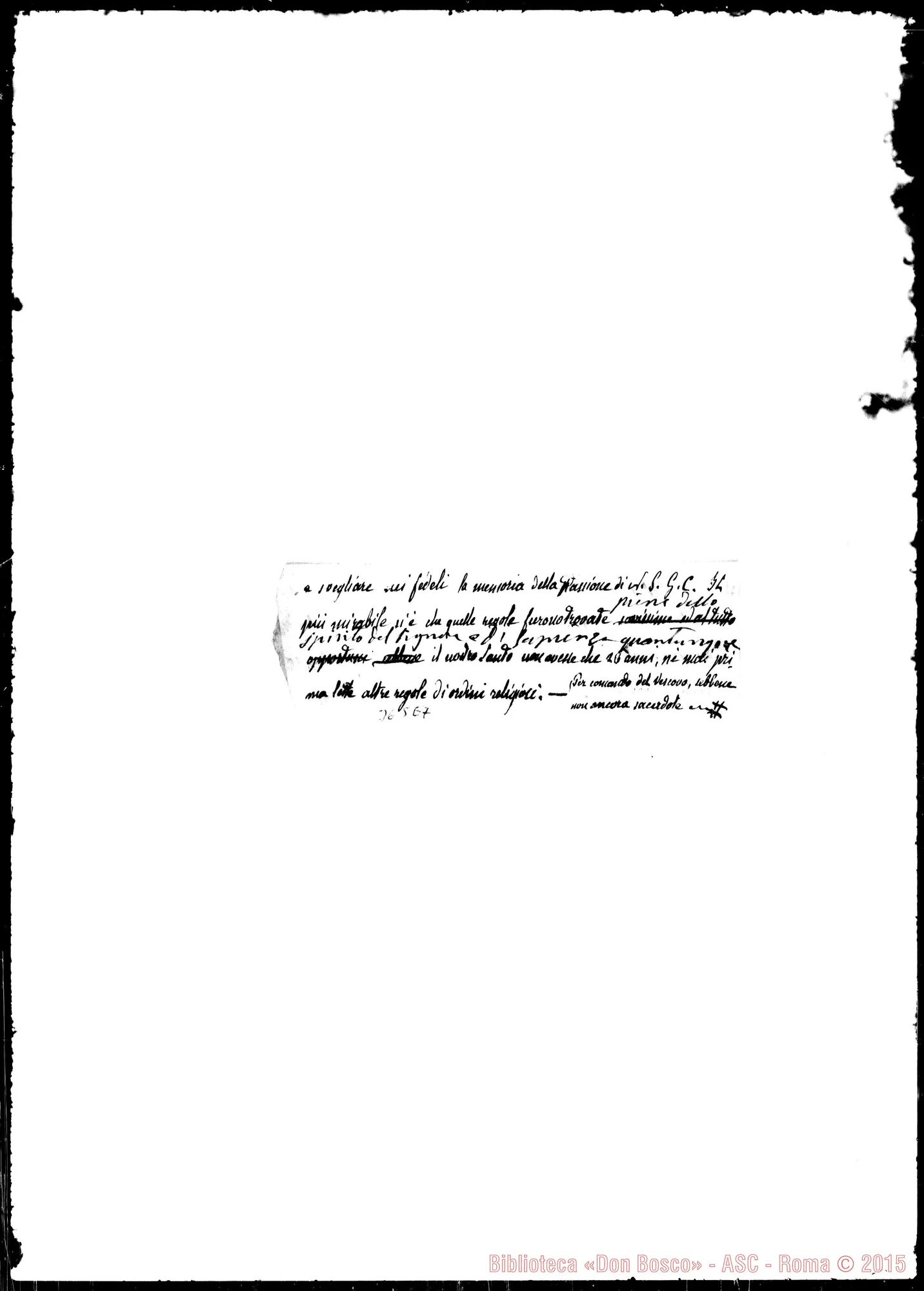 Fotogramma E 7 — Biografie varie: «S. Paolo della Croce». Ms. con correz. Bosco