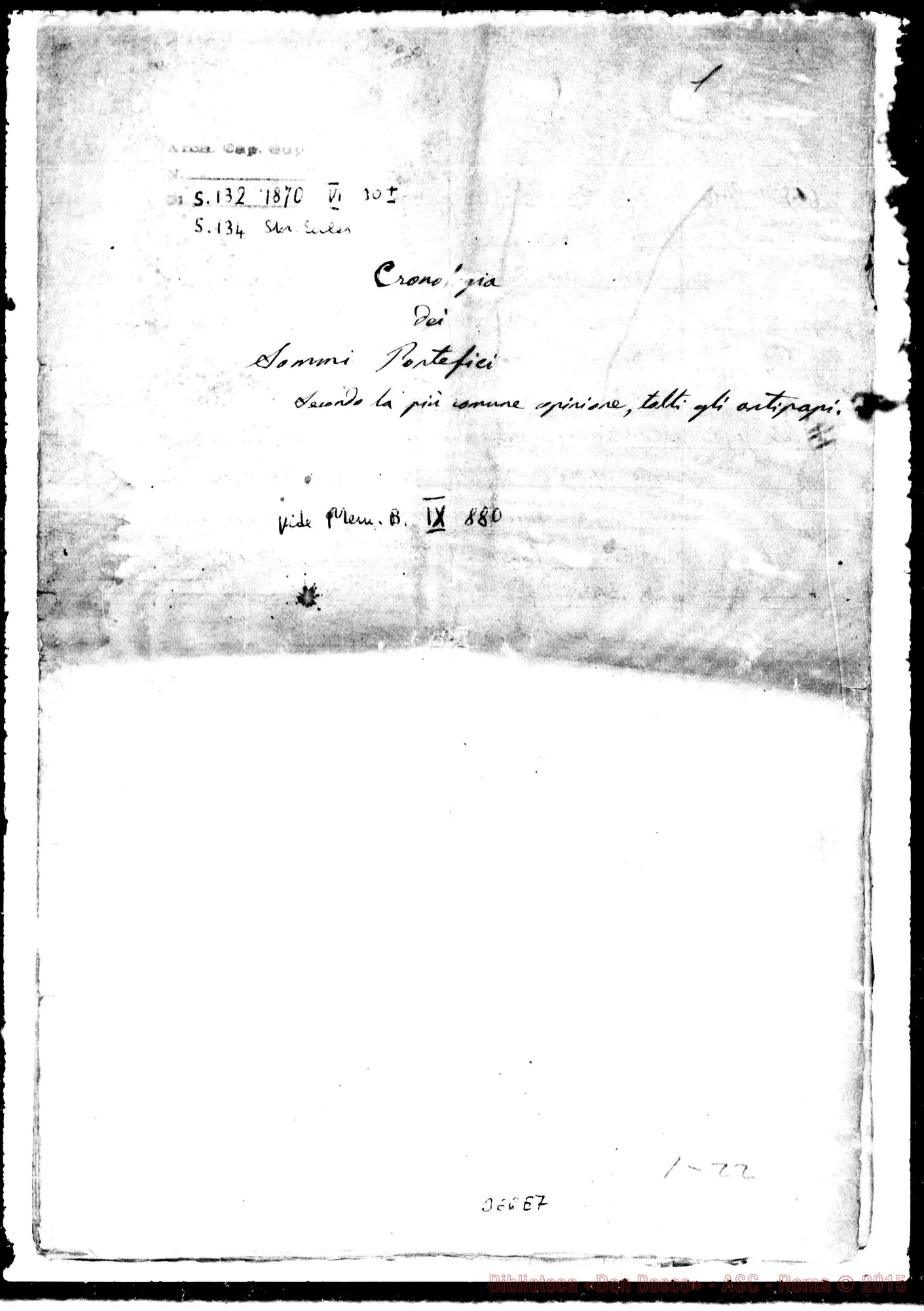 Fotogramma E 7 — Cronologia dei Sommi Pontefici. Ms.