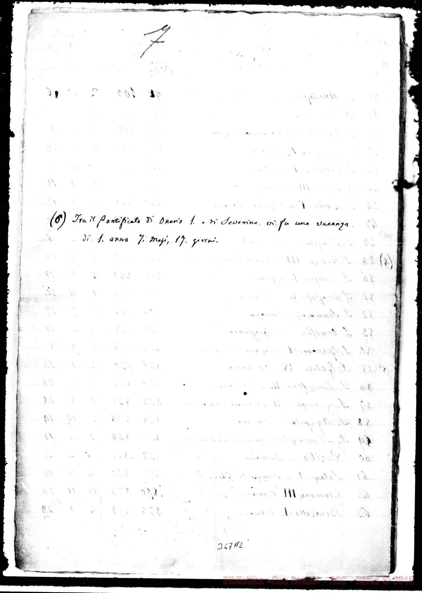 Fotogramma A 2 — Cronologia dei Sommi Pontefici. Ms.