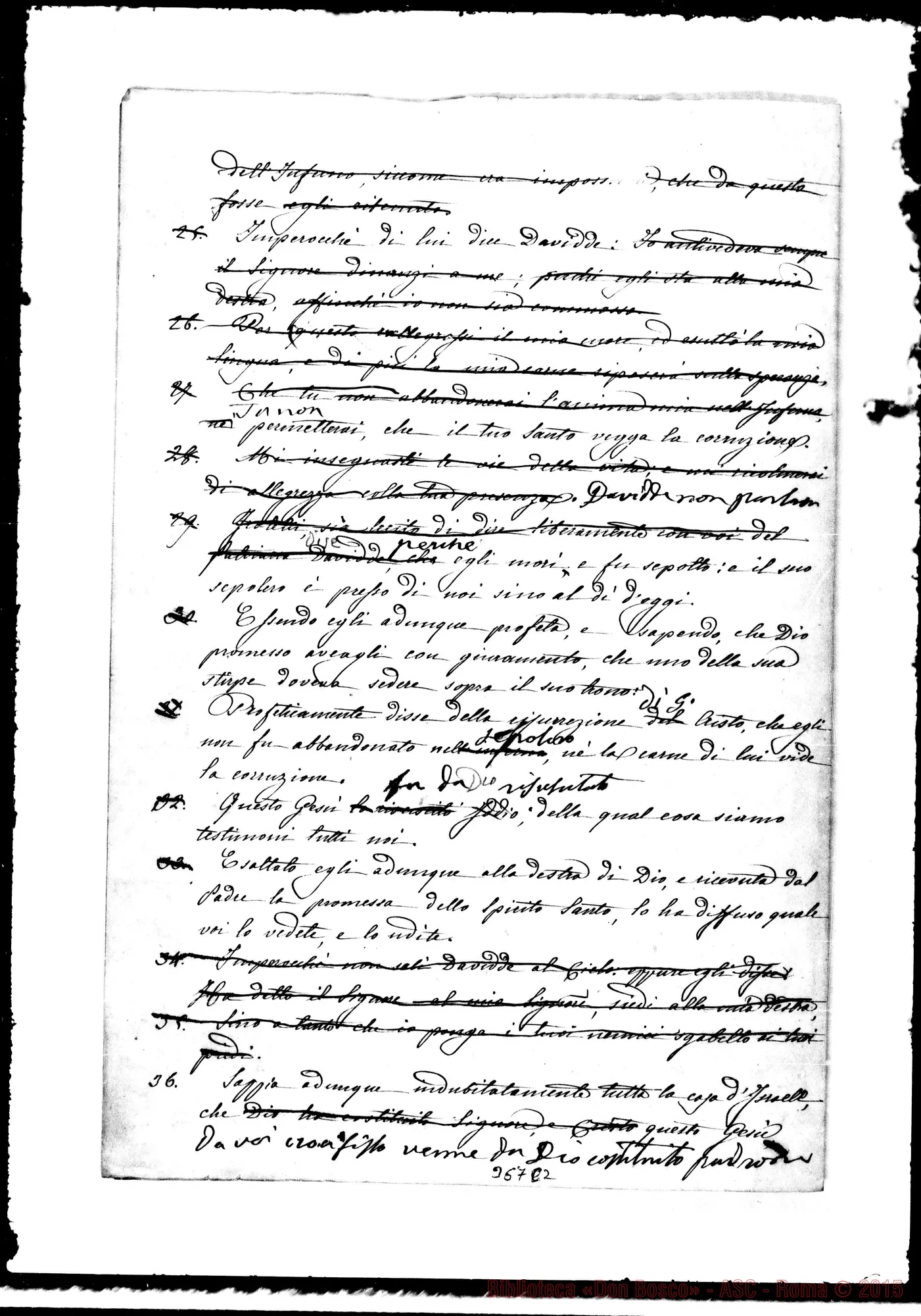 Fotogramma C 2 — Frammenti vari. Ms. con correz. Bosco