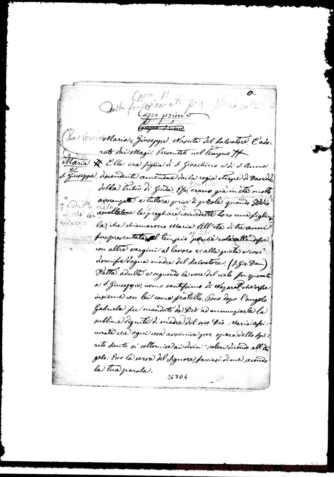 Fotogramma D 4 — Epoca della Fondazione ecc. Ms. con correz. Bosco