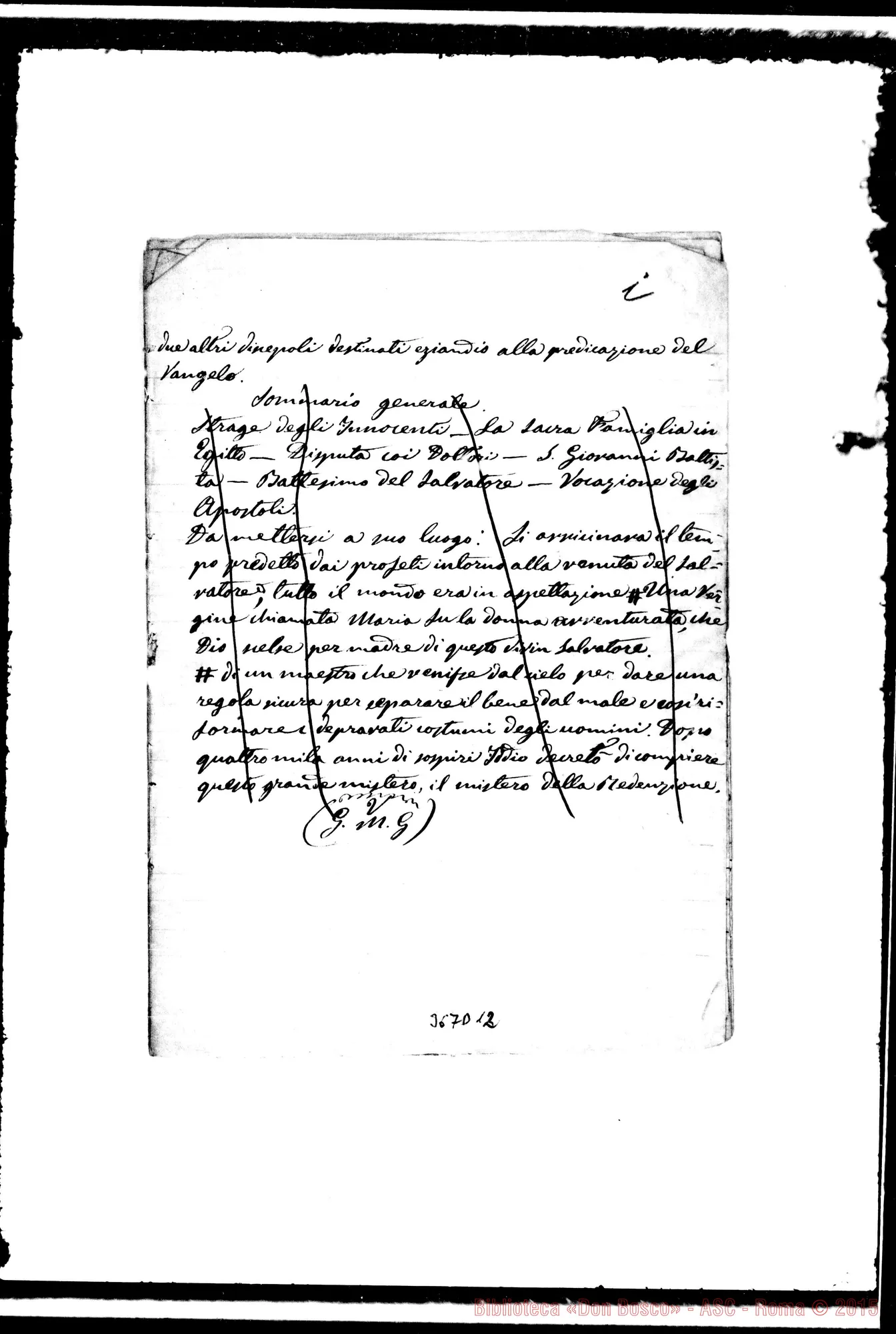 Fotogramma D 12 — Epoca della Fondazione ecc. Ms. con correz. Bosco