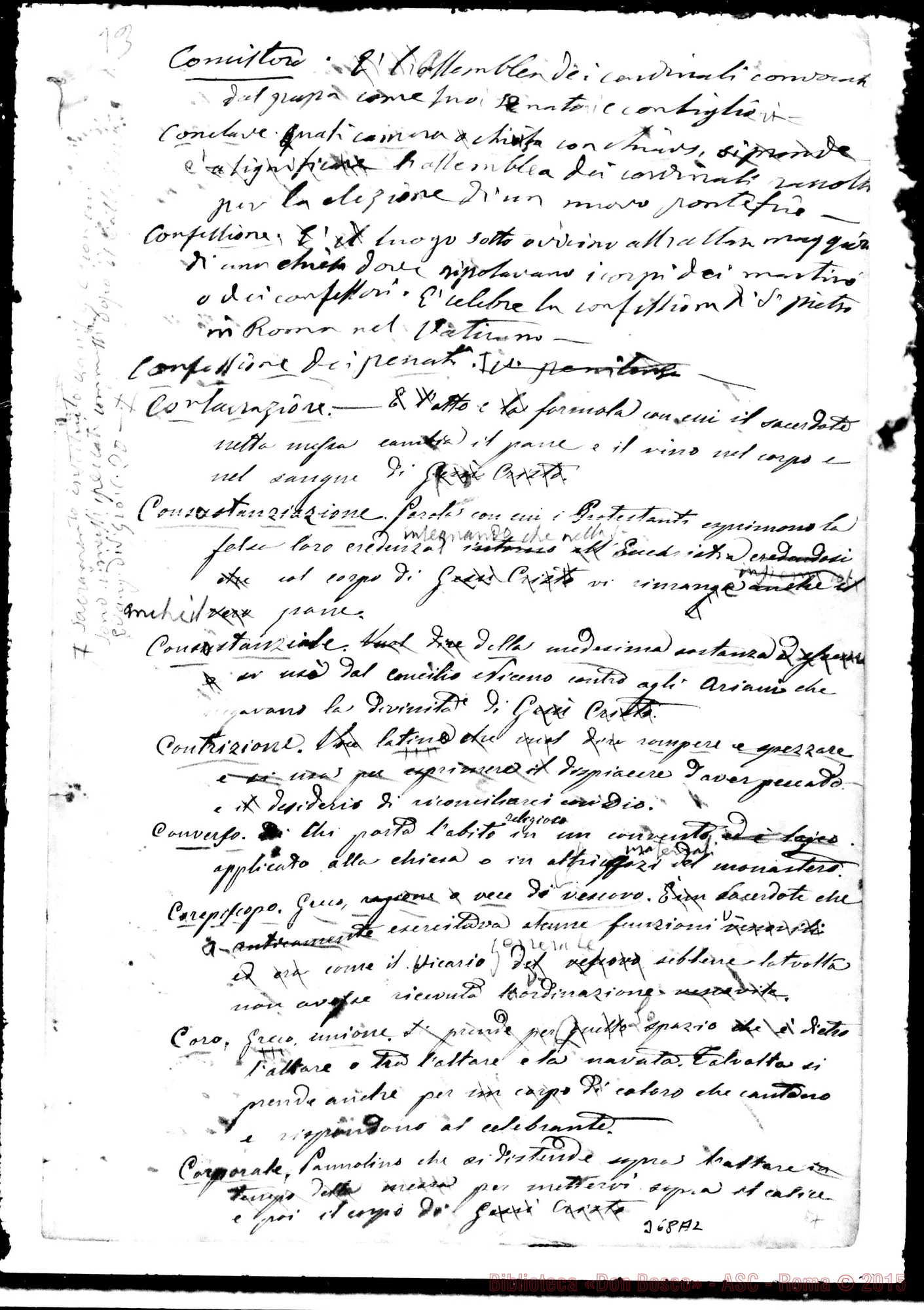 Fotogramma A 2 — Dizionario di nomi ricorrenti… Ms. con correz. Bosco