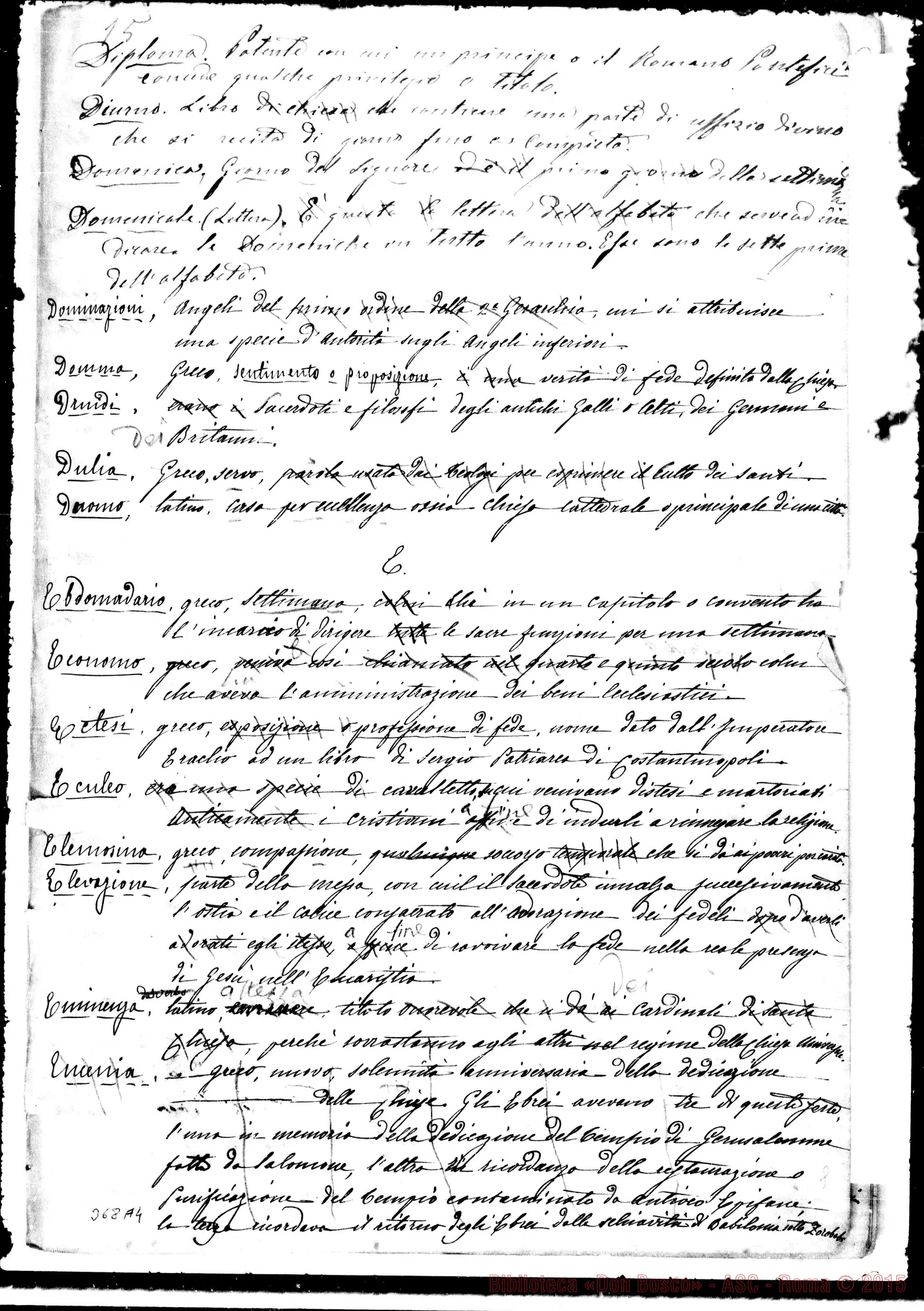 Fotogramma A 4 — Dizionario di nomi ricorrenti… Ms. con correz. Bosco