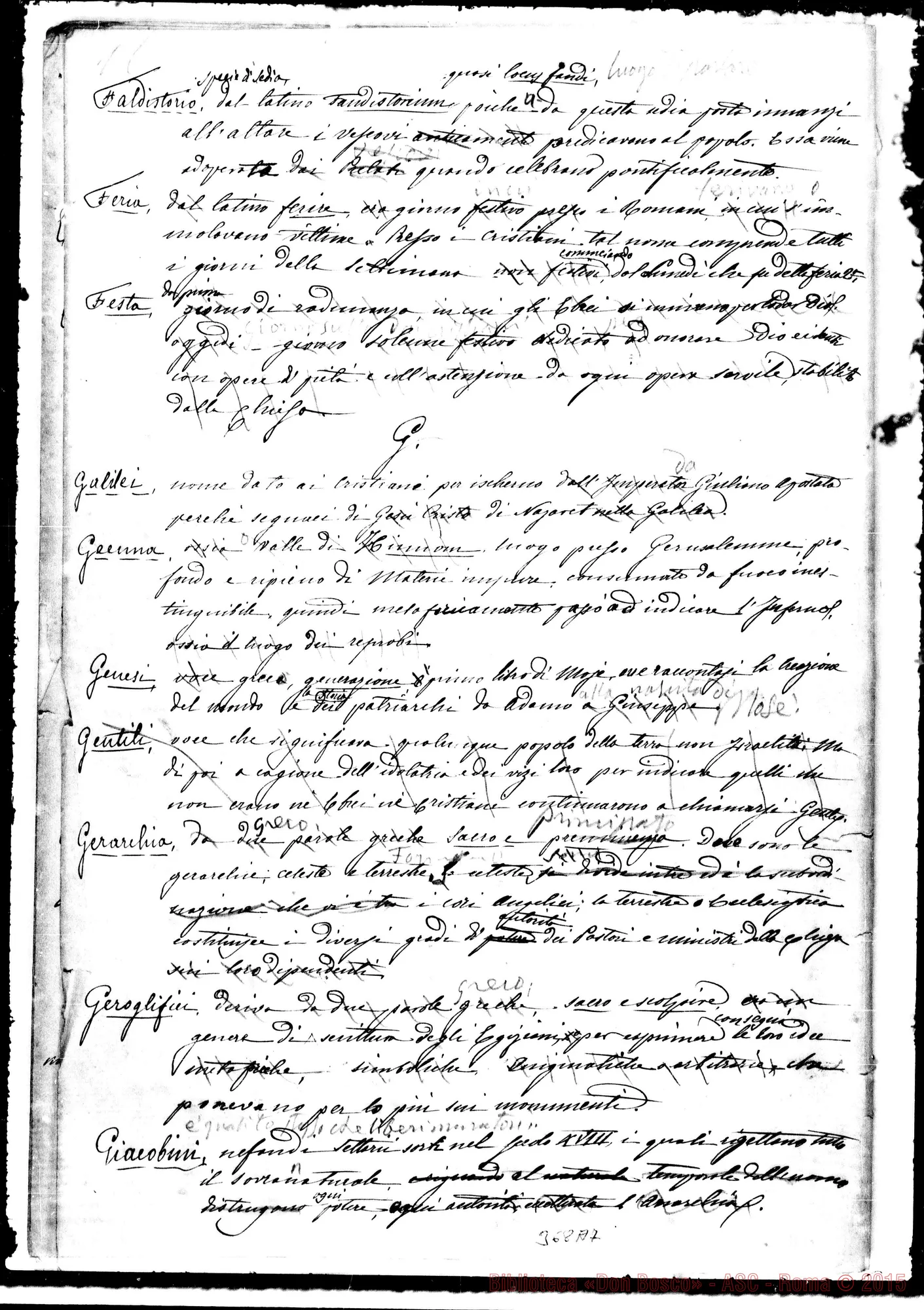 Fotogramma A 7 — Dizionario di nomi ricorrenti… Ms. con correz. Bosco