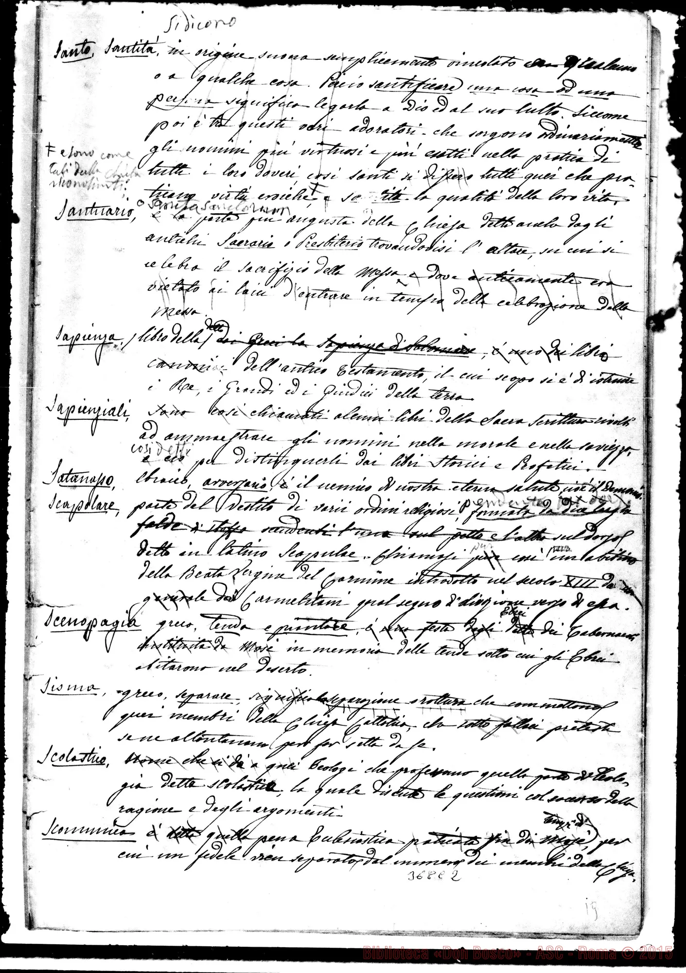 Fotogramma C 2 — Dizionario di nomi ricorrenti… Ms. con correz. Bosco