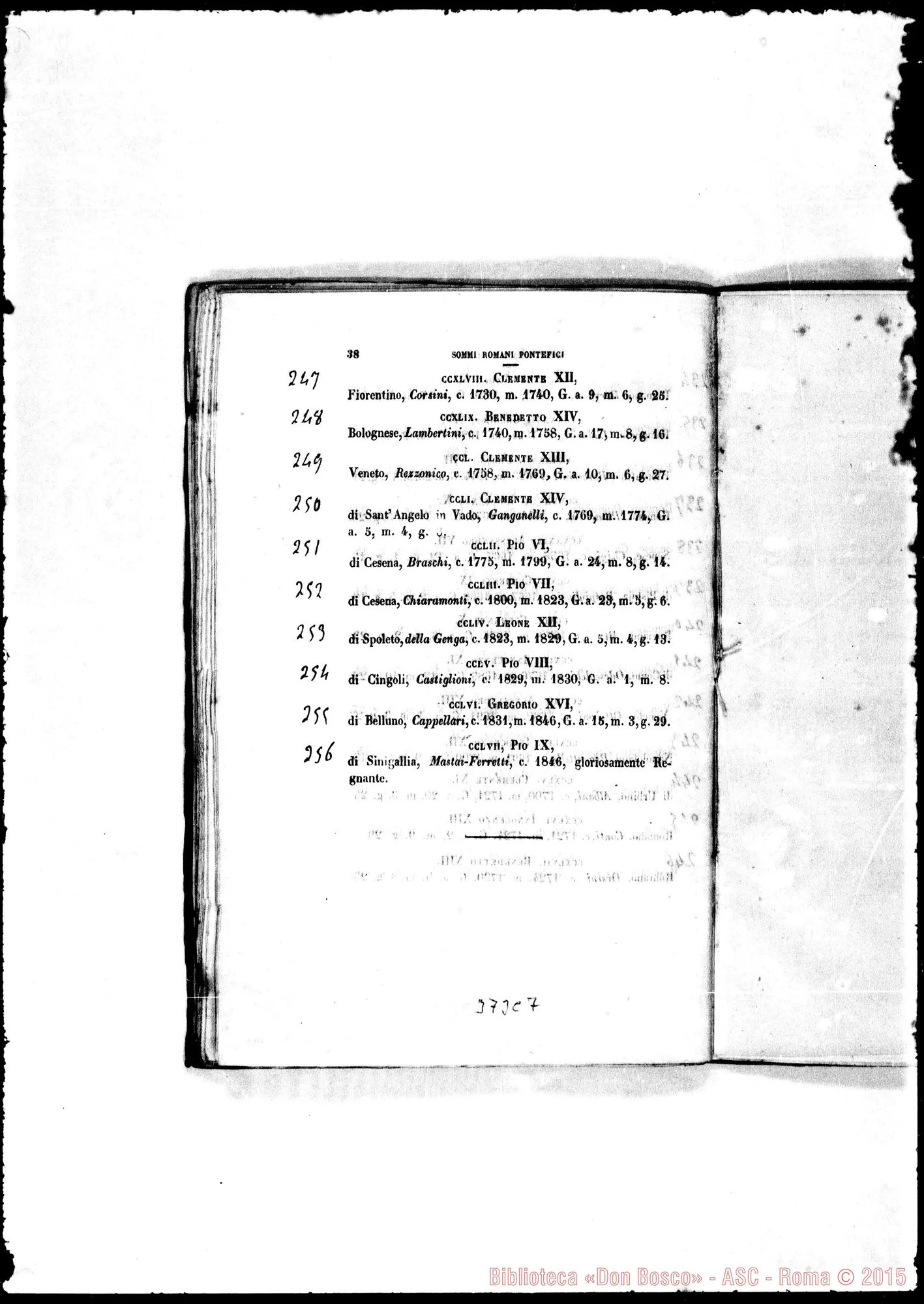 Fotogramma C 7 — Cronologia dei Papi, con correzioni
