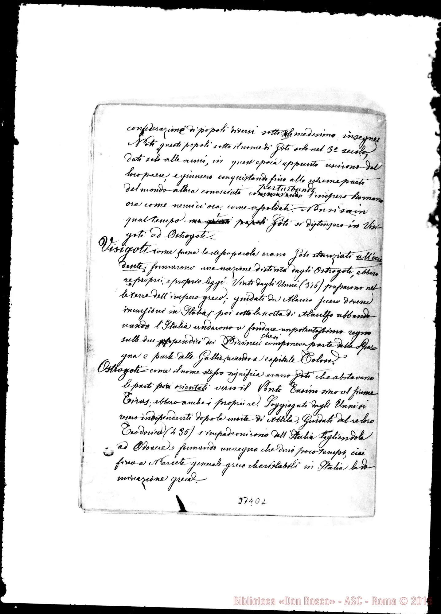 Fotogramma D 2 — Popoli barbari. Ms. con correz. Bosco