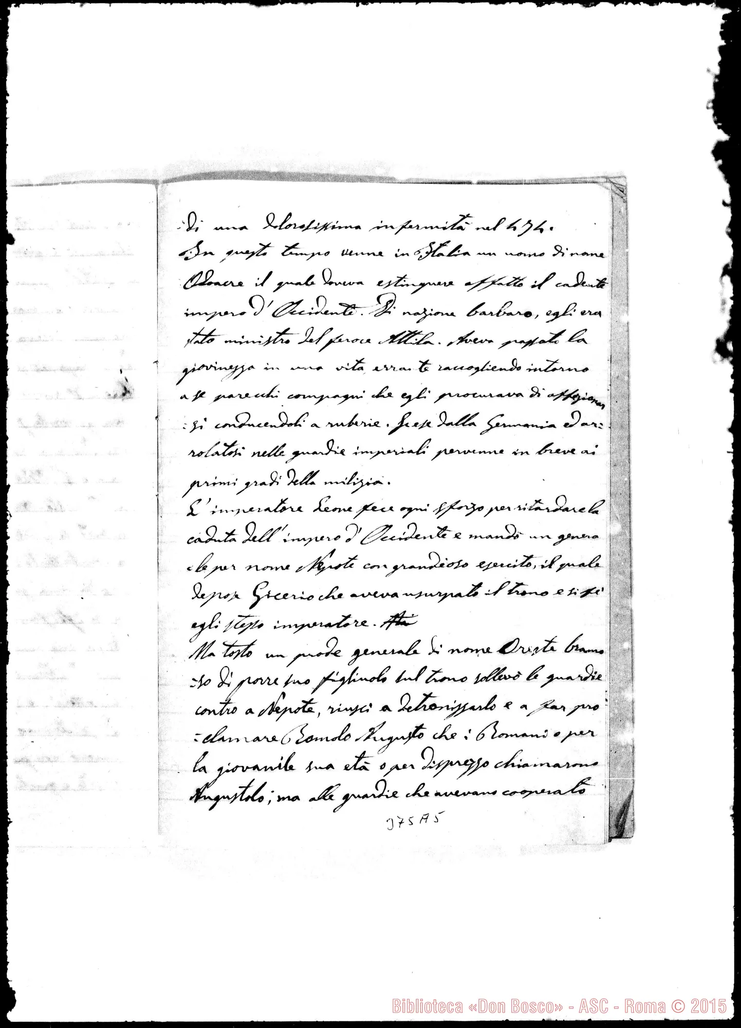 Fotogramma A 5 — «Decadimento sempre maggiore…» Ms.
