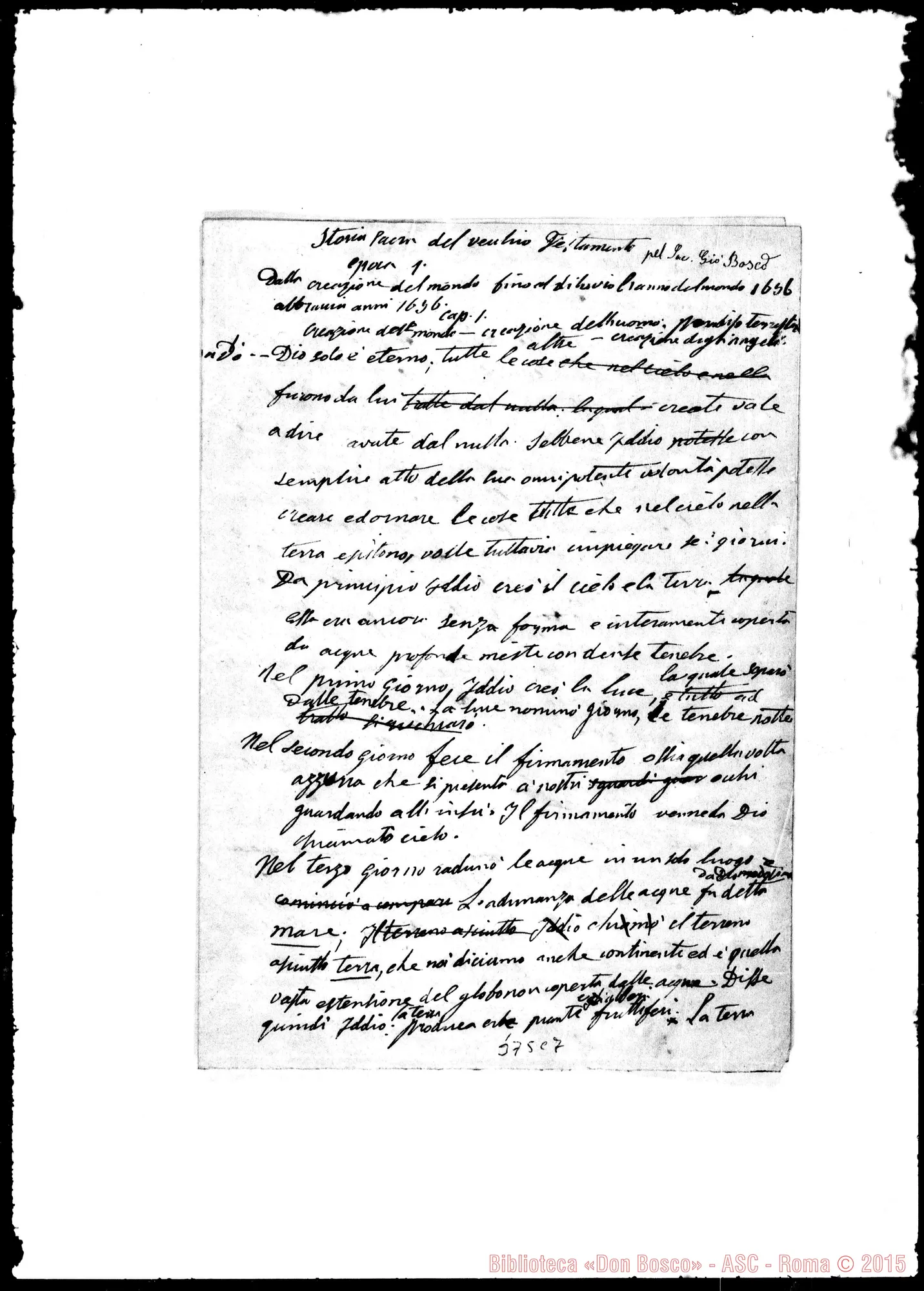 Fotogramma C 7 — Storia Sacra per uso delle scuole. 4 fascicoli ms. con correz. Bosco