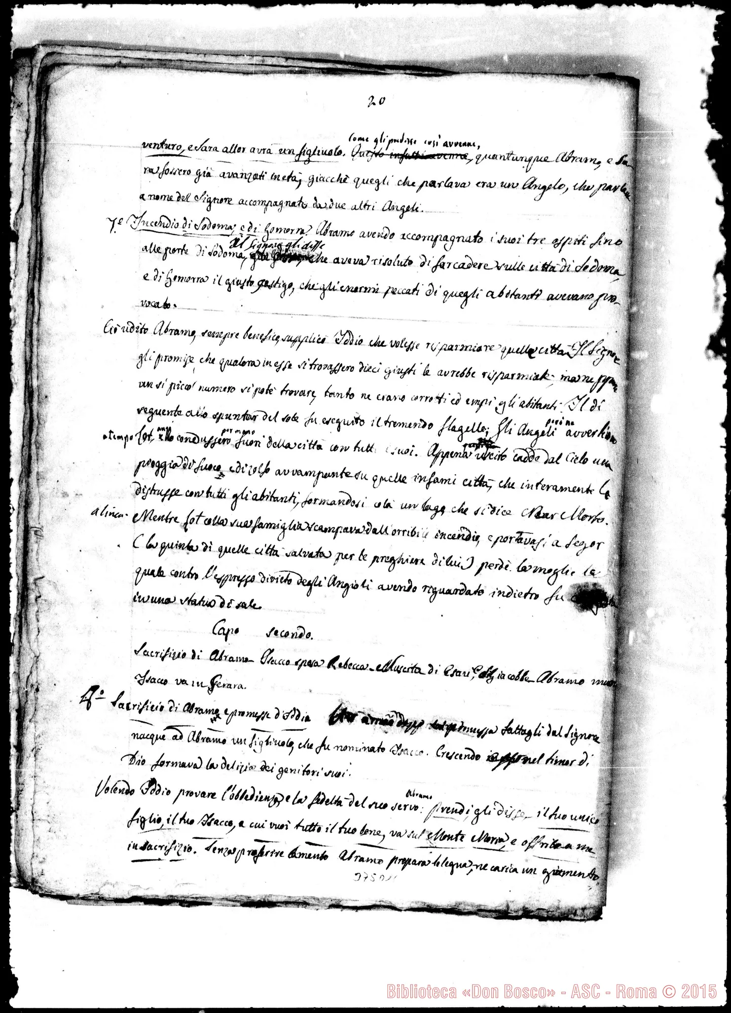 Fotogramma D 11 — Storia Sacra per uso delle scuole. 4 fascicoli ms. con correz. Bosco