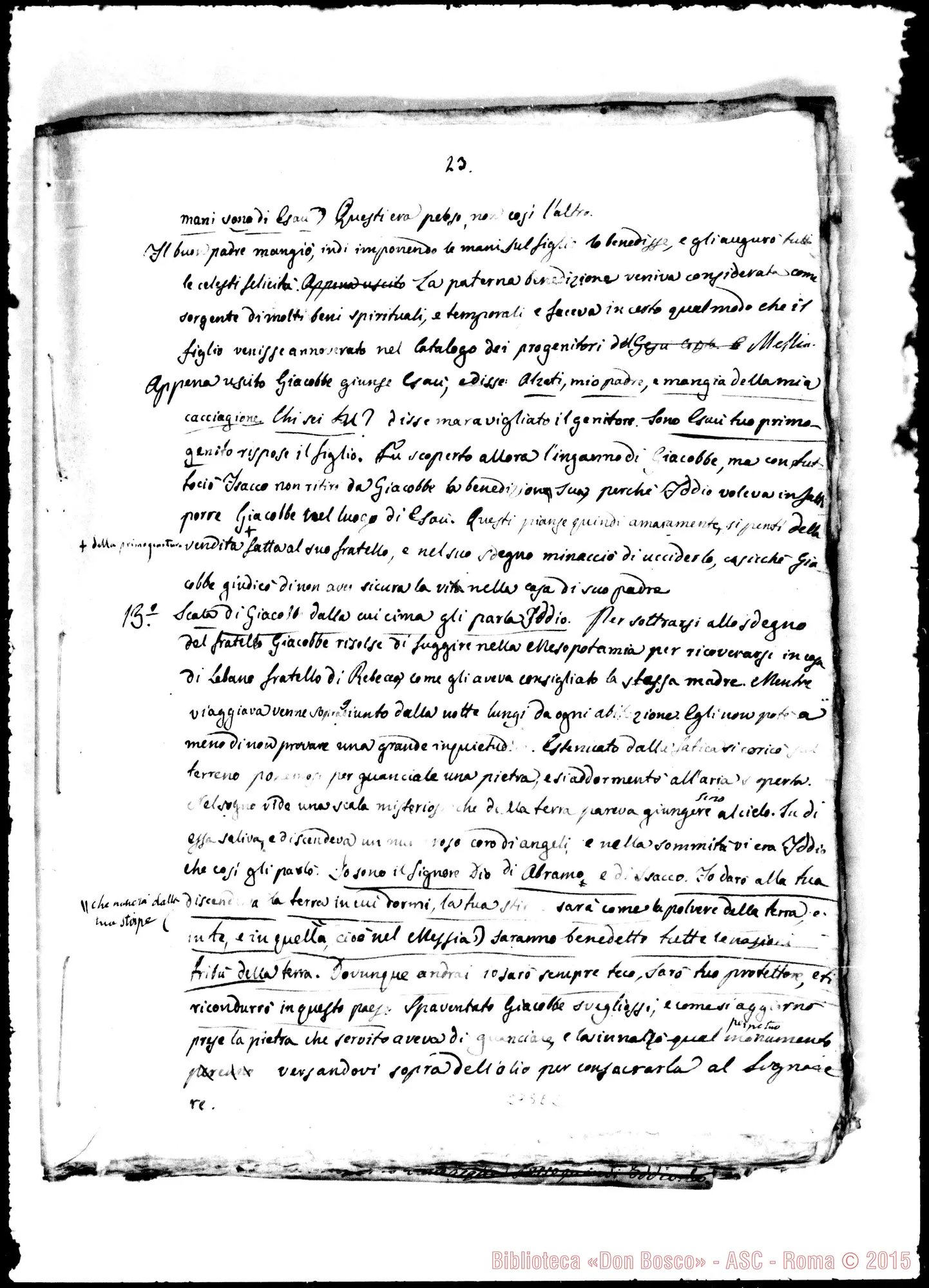 Fotogramma E 2 — Storia Sacra per uso delle scuole. 4 fascicoli ms. con correz. Bosco