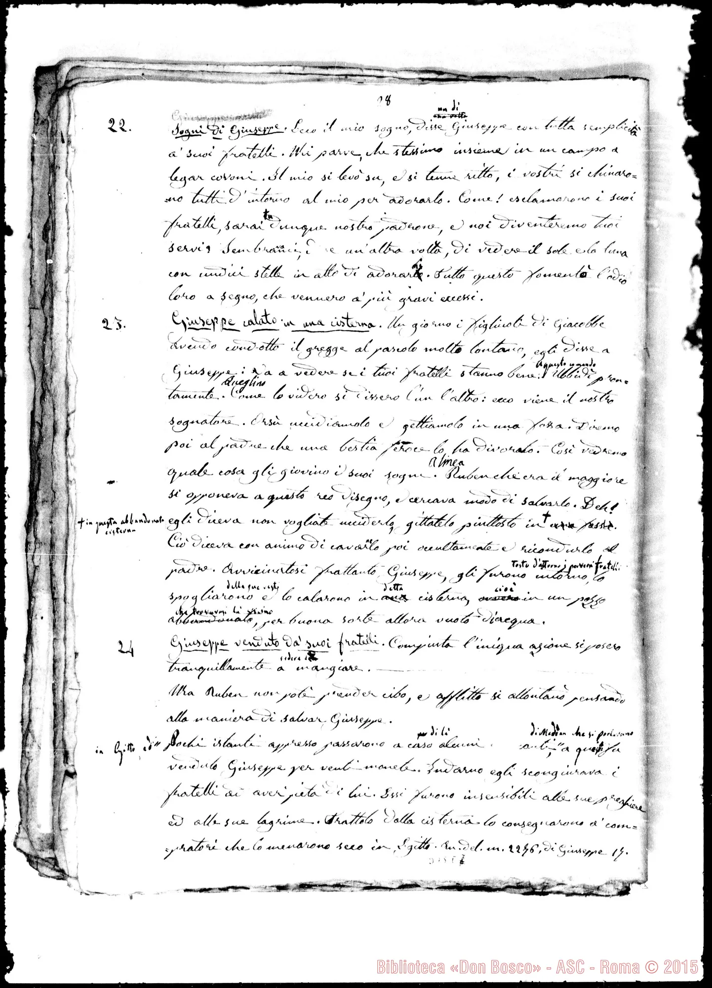 Fotogramma E 7 — Storia Sacra per uso delle scuole. 4 fascicoli ms. con correz. Bosco