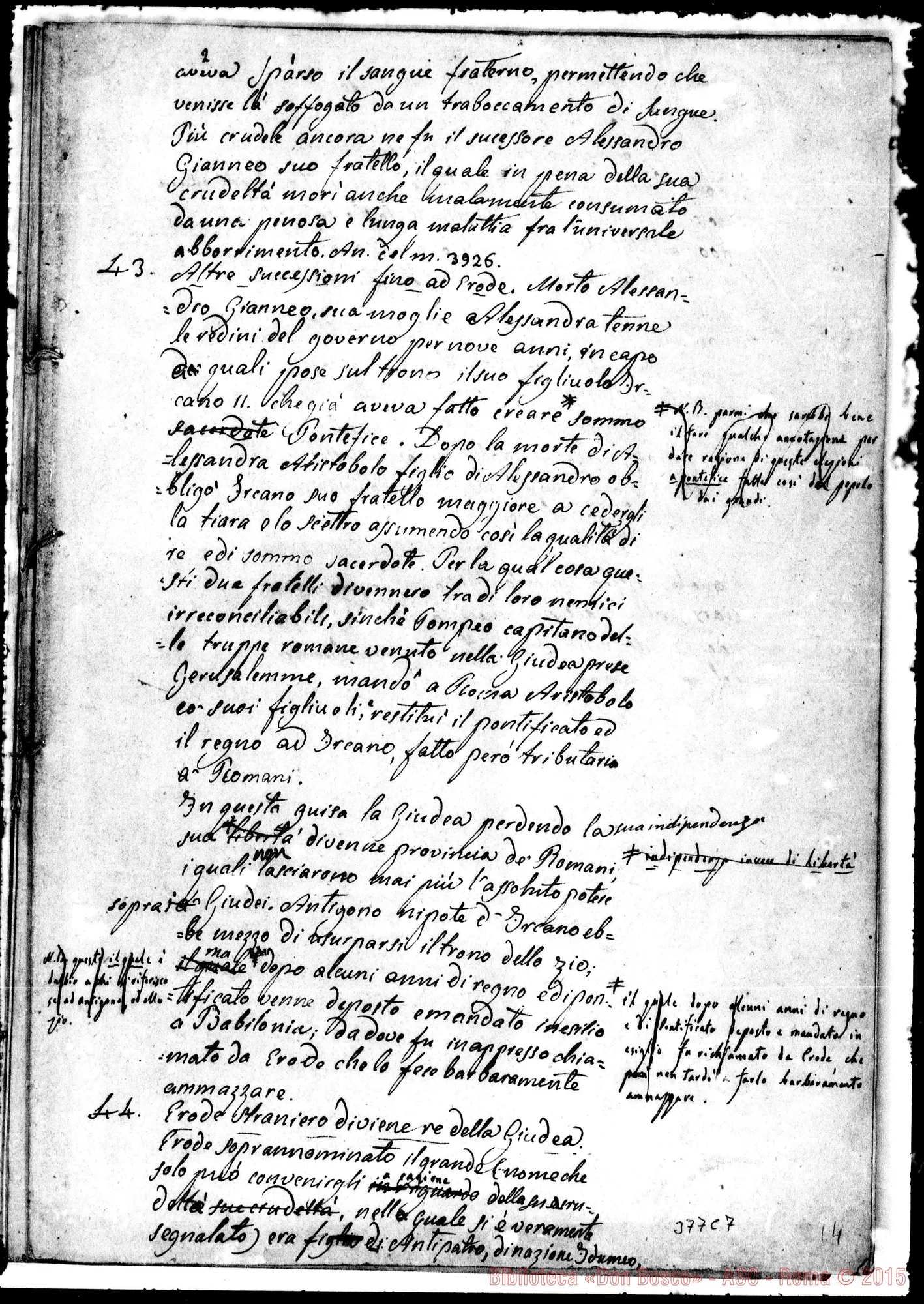 Fotogramma C 7 — Storia Sacra per uso delle scuole. 4 fascicoli ms. con correz. Bosco