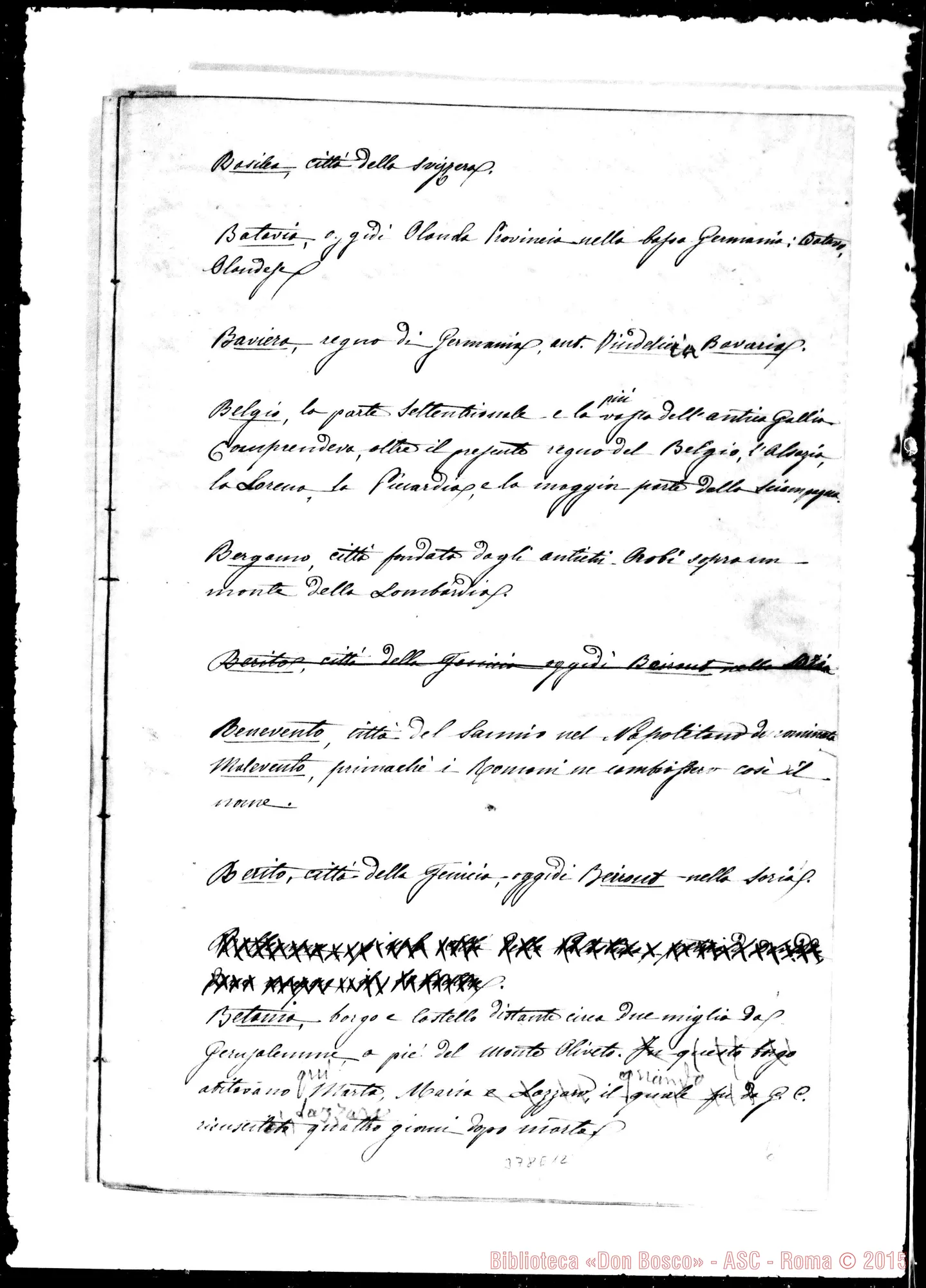 Fotogramma E 12 — Nomi di geografia antica confrontati… Ms. con correz. Bosco