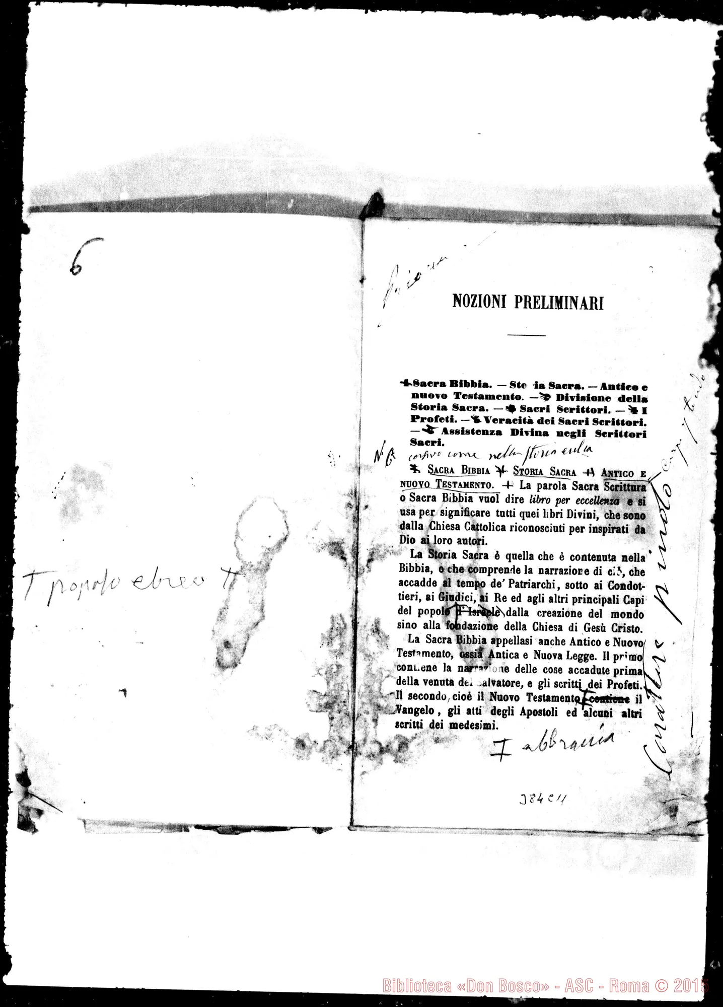 Fotogramma C 11 — Storia Sacra: Terza ed. in bozze, preparata per la quarta. Stamp. con correz. Bosco