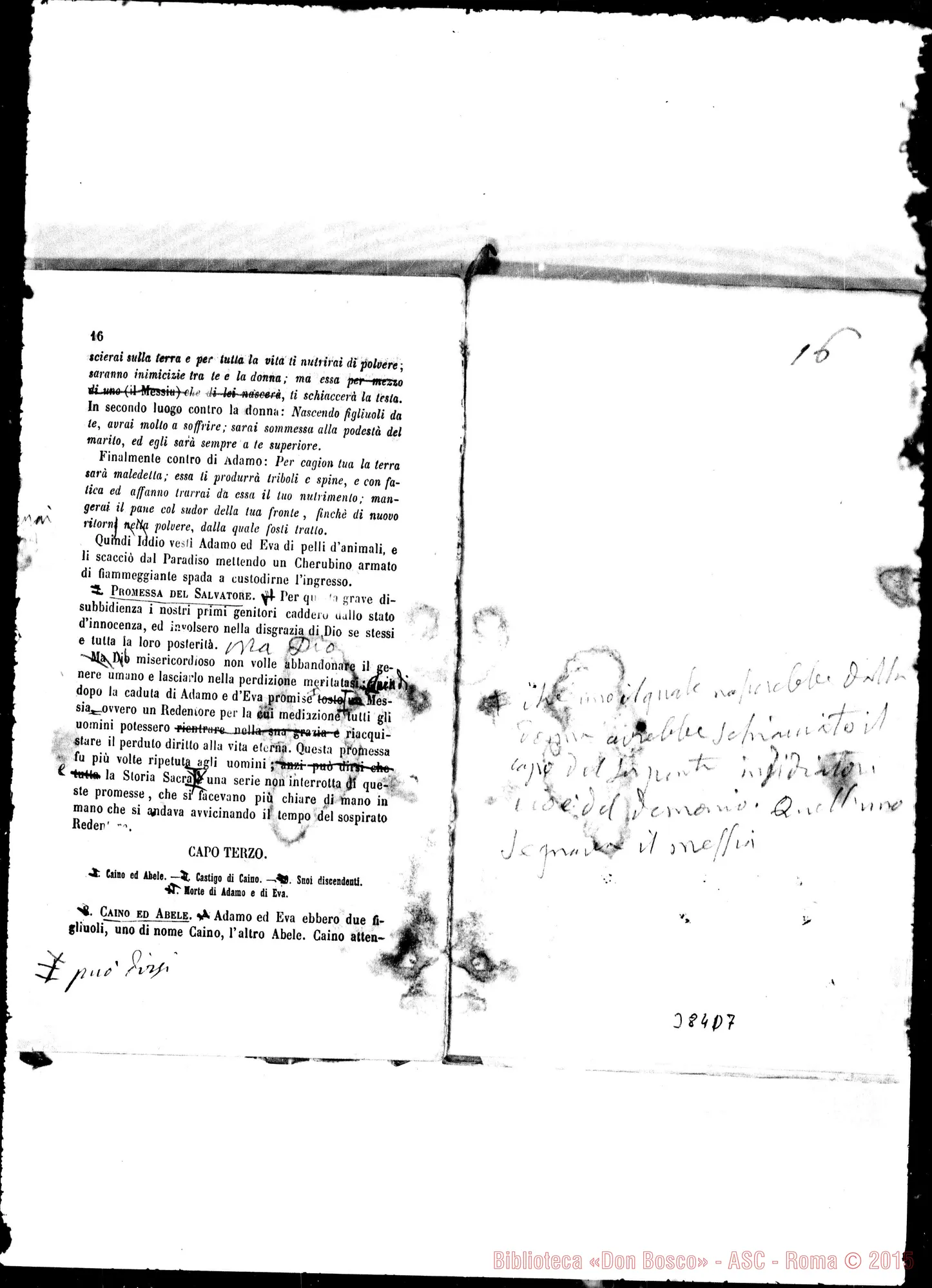 Fotogramma D 7 — Storia Sacra: Terza ed. in bozze, preparata per la quarta. Stamp. con correz. Bosco