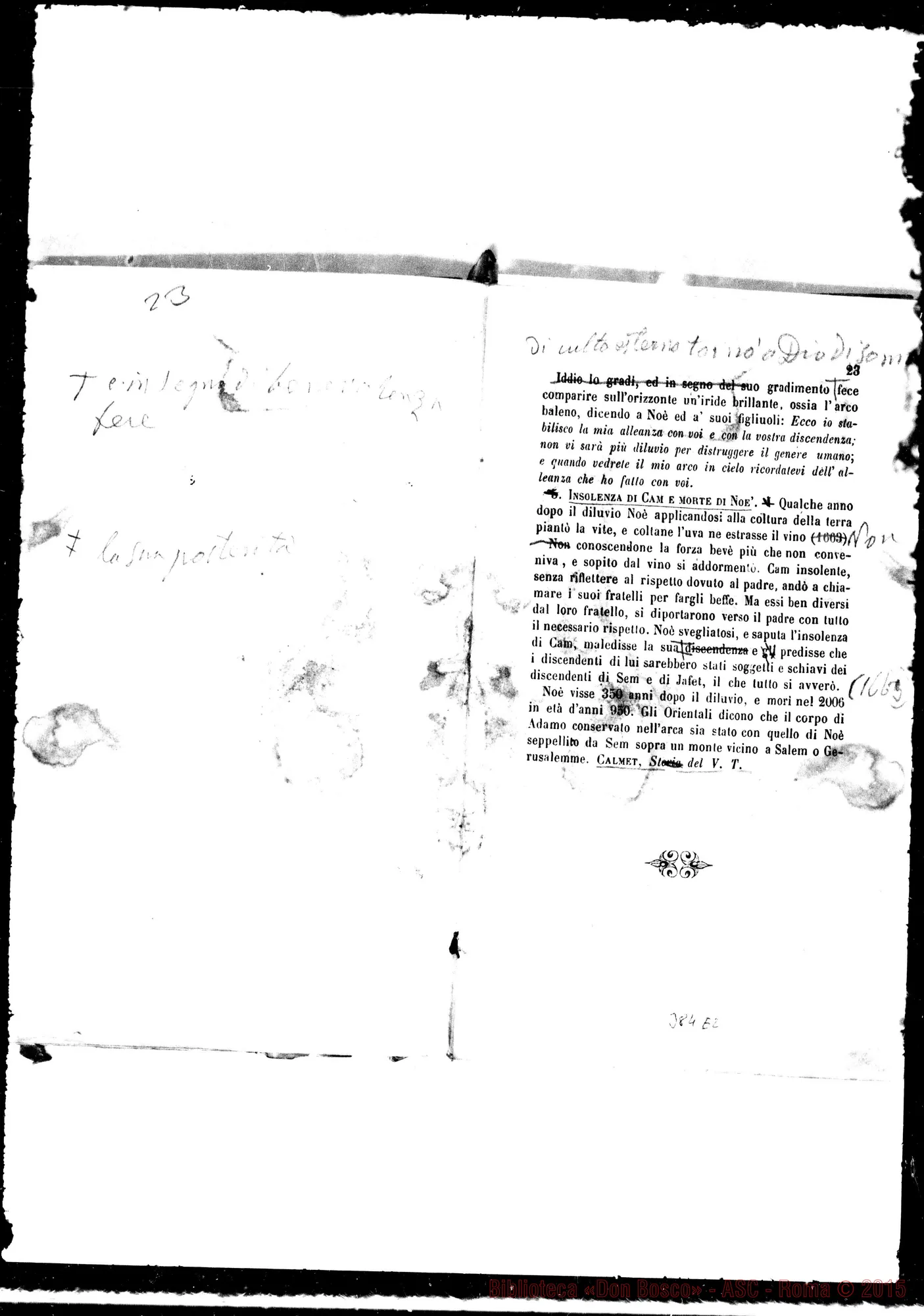 Fotogramma E 2 — Storia Sacra: Terza ed. in bozze, preparata per la quarta. Stamp. con correz. Bosco