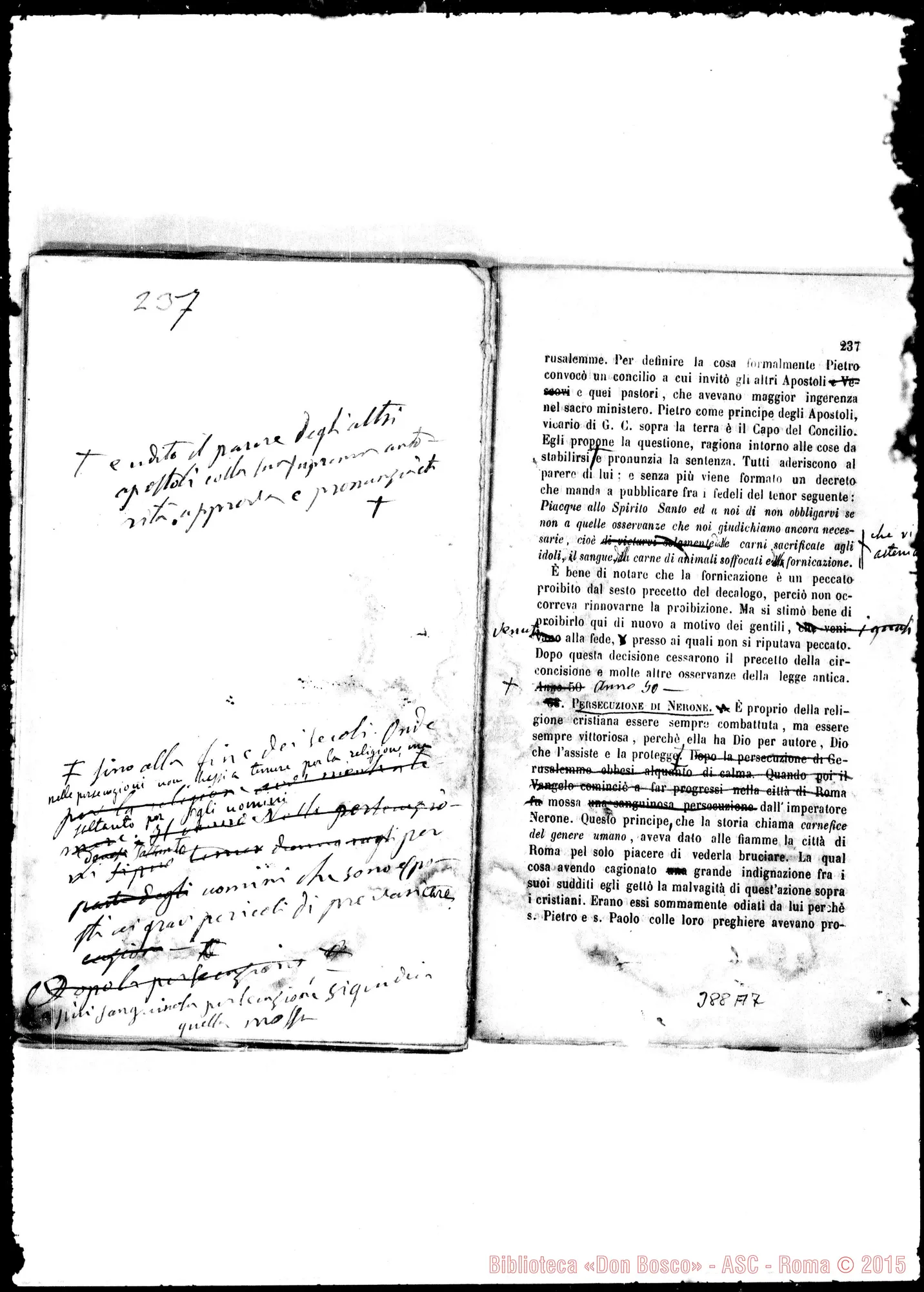 Fotogramma A 7 — Storia Sacra: Terza ed. in bozze, preparata per la quarta. Stamp. con correz. Bosco
