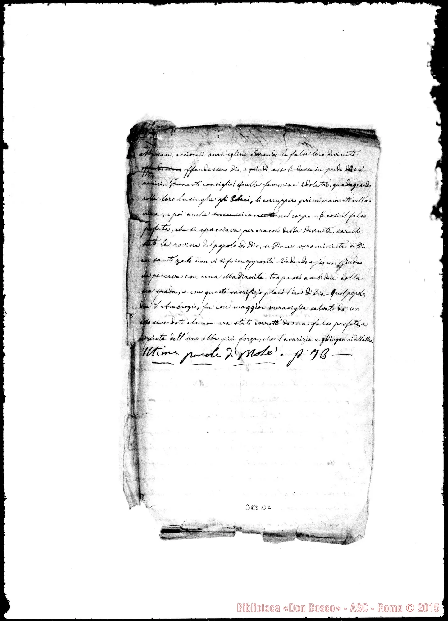 Fotogramma B 2 — Storia Sacra: Terza ed. in bozze, preparata per la quarta. Stamp. con correz. Bosco