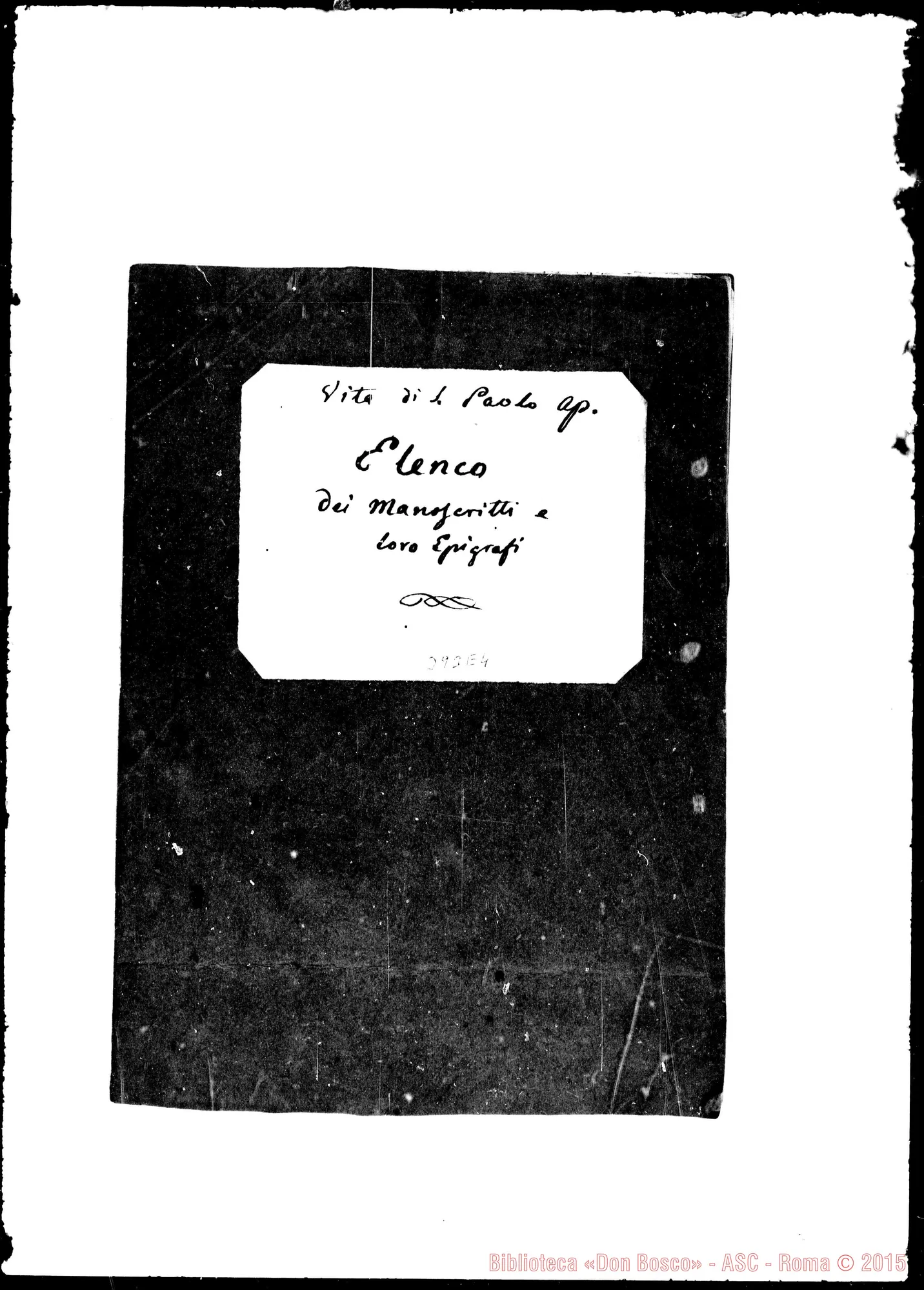 Fotogramma E 4 — Elenco dei manoscritti E loro epigrafi