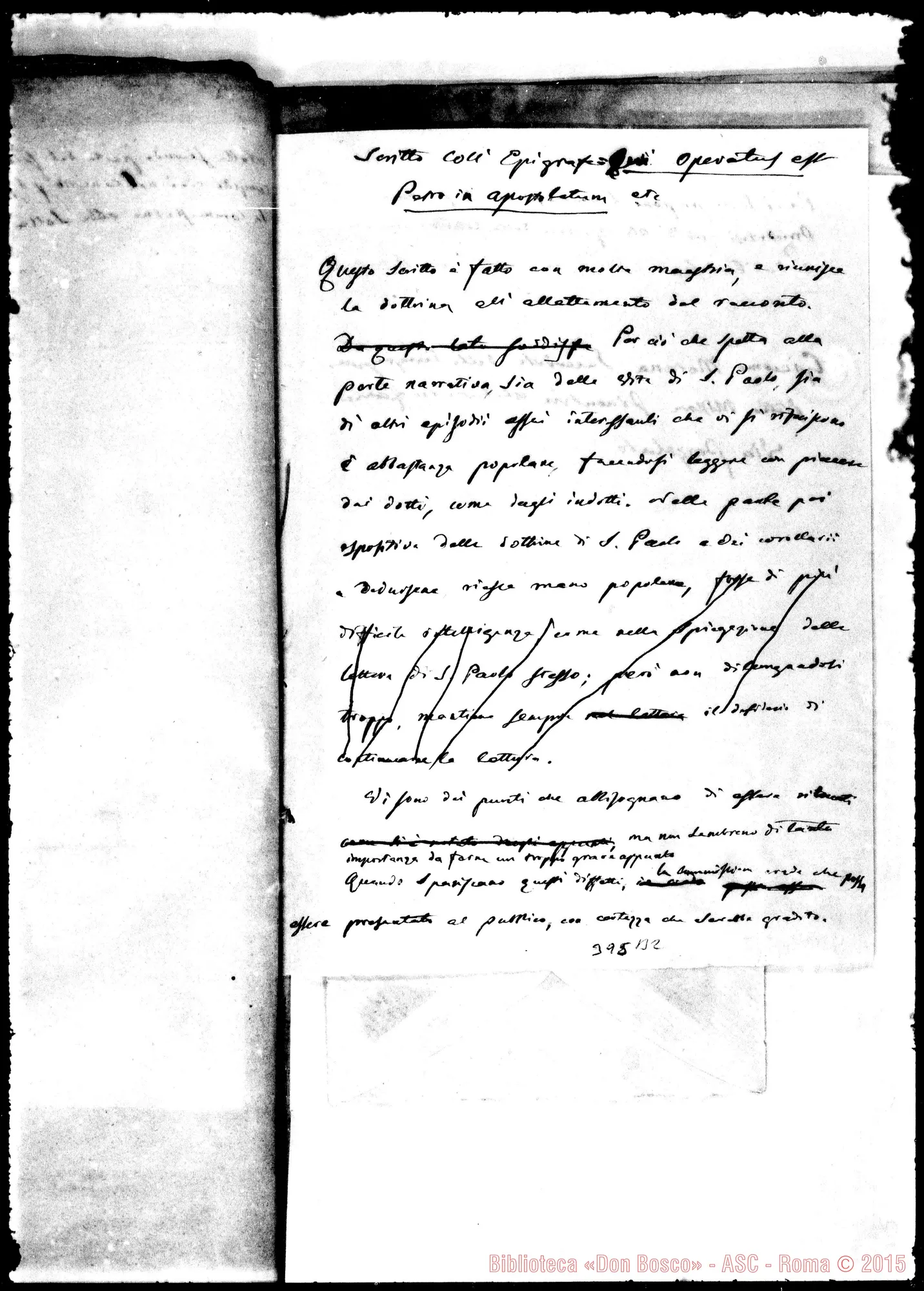 Fotogramma B 2 — Scritto Coll’Epigrafe: «Qui operatus est…» Giudizio