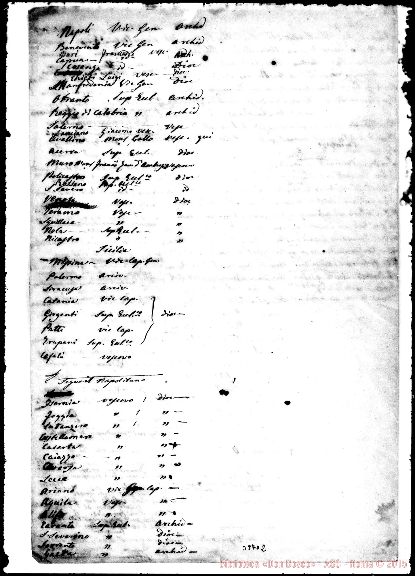 Fotogramma D 2 — Spedizione fatta dell’invito per le L. Cat. 1863