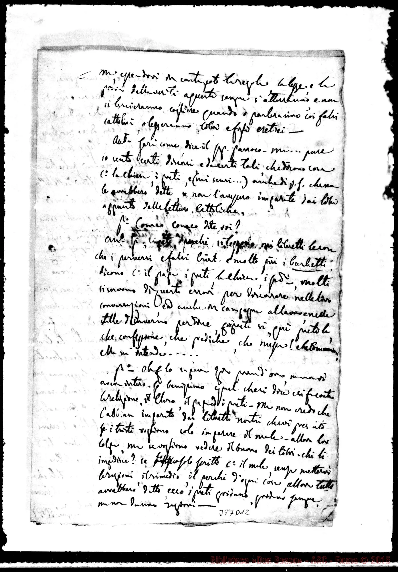 Fotogramma D 12 — Dialogo tra un parroco ed un suo parrocchiano sulle L. Cat. Ms.